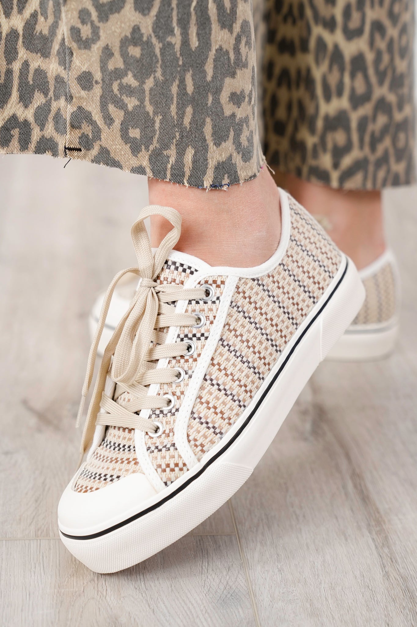Corky's "Waiting List" Tan Woven Platform Sneakers