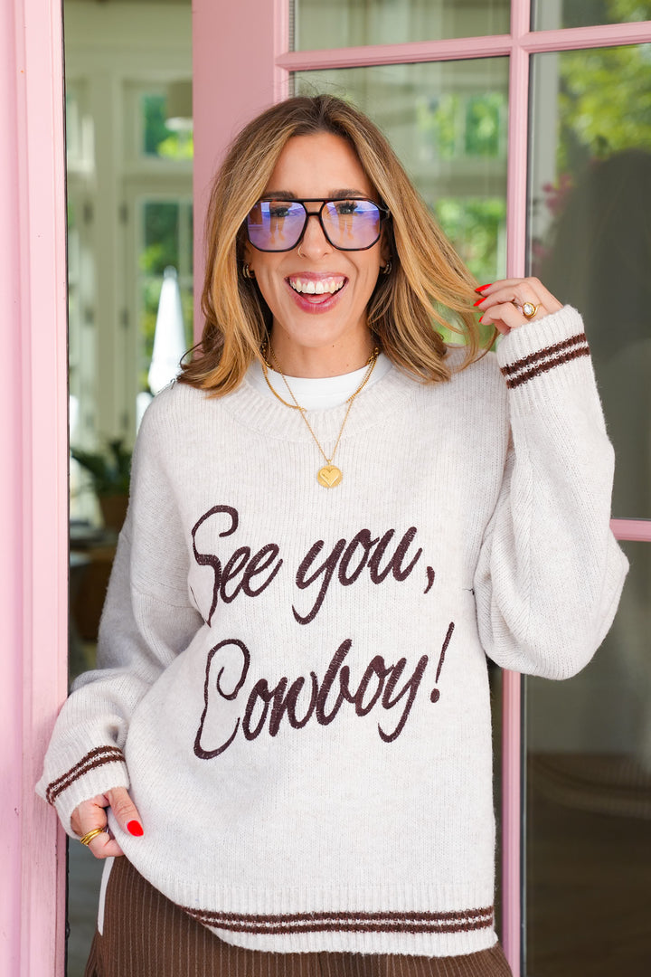 Long Sleeve "See You, Cowboy!" Pullover Sweater