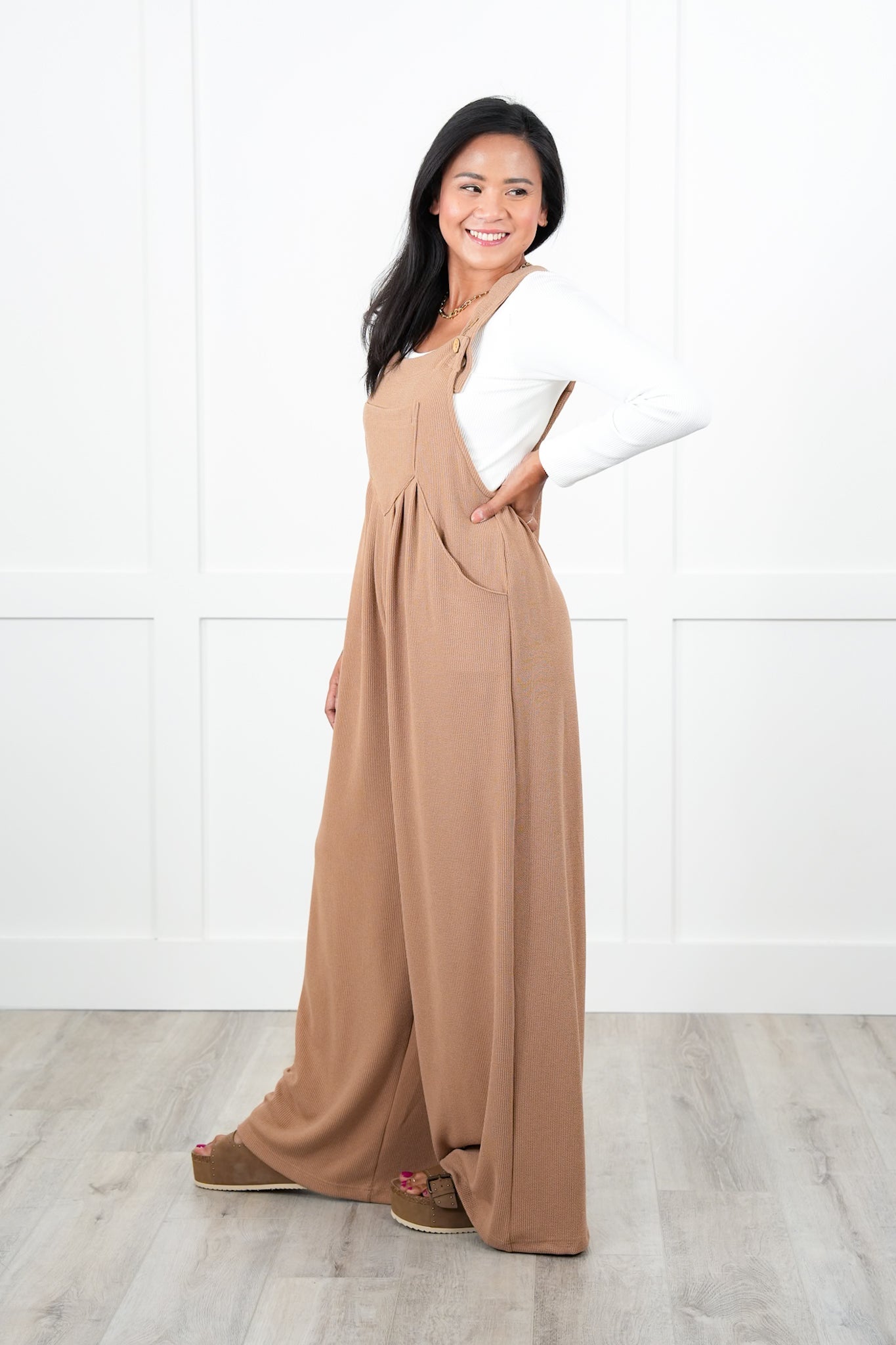 Sleeveless Wide Leg Jumpsuit with Side Pockets (Multiple Colors)