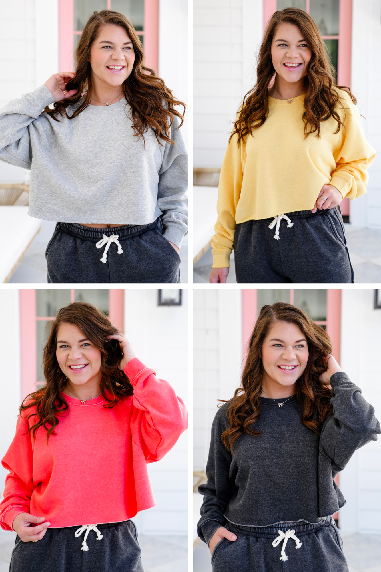 Long Sleeve Crew Neck Cropped Sweatshirt