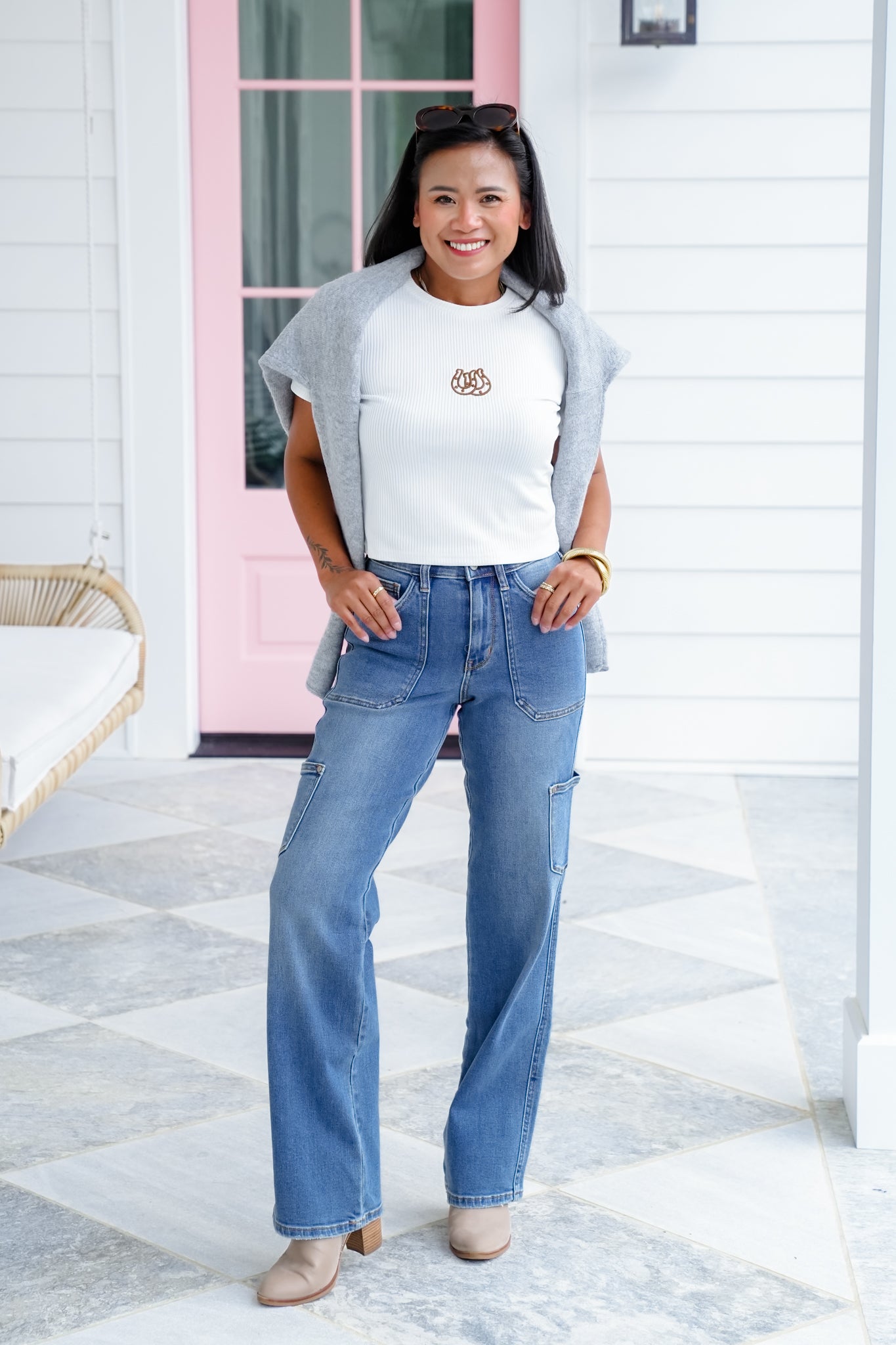 Judy Blue High Rise Medium Wash 90's Straight Leg Jeans with Side Pockets