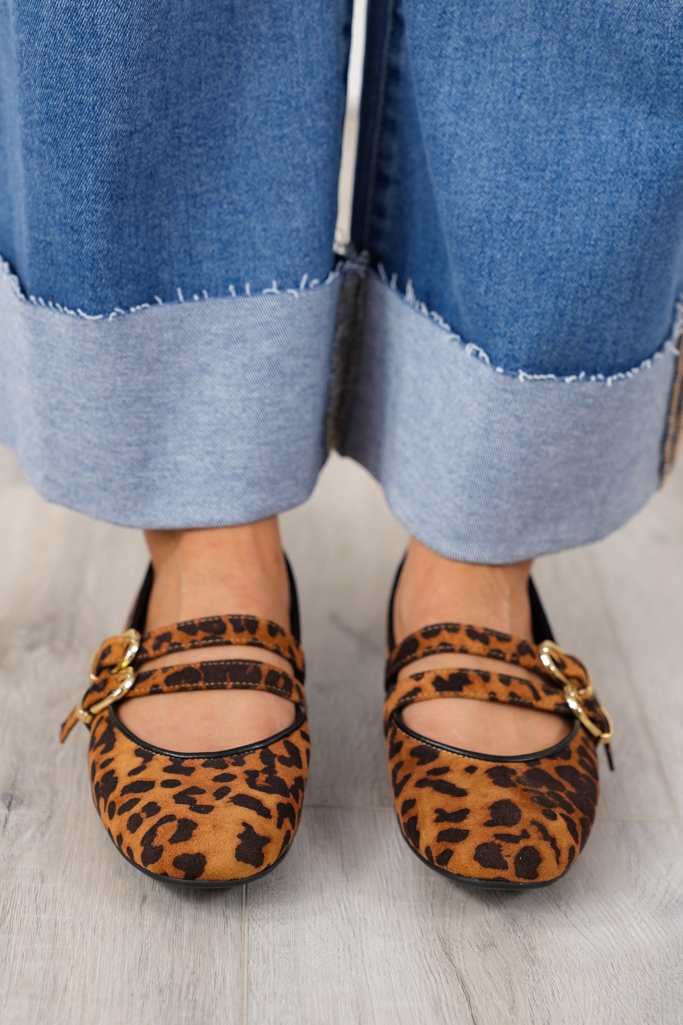 MIA Leopard Flat Sandal with Adjustable Buckle Straps