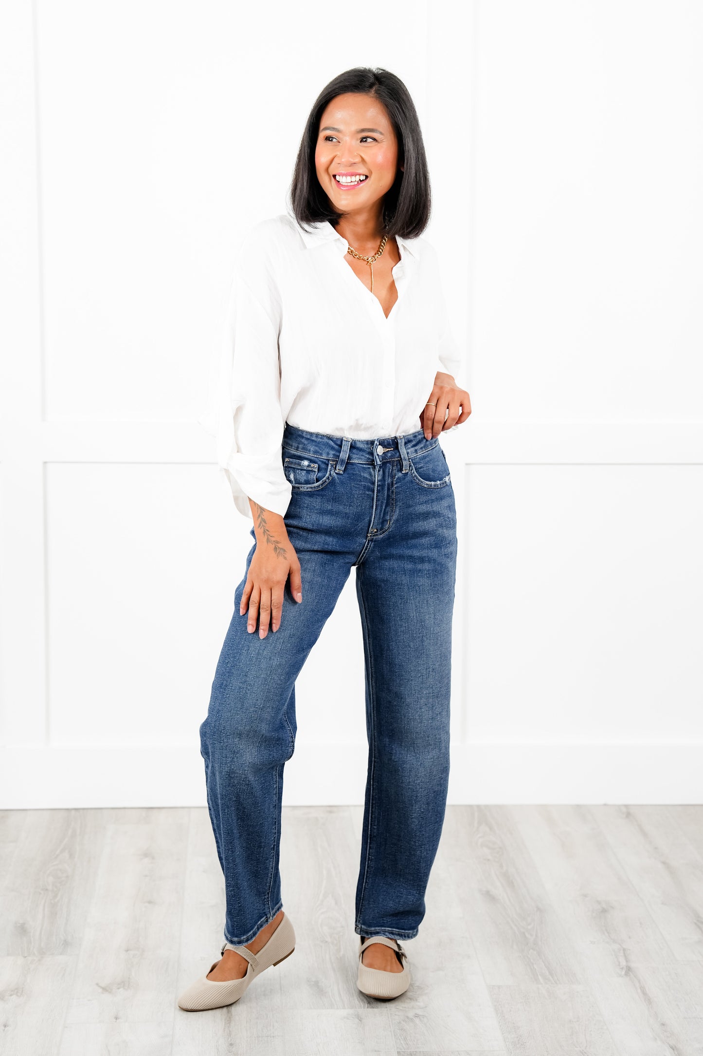 Lovervet High Rise Medium Wash Barrel Jeans