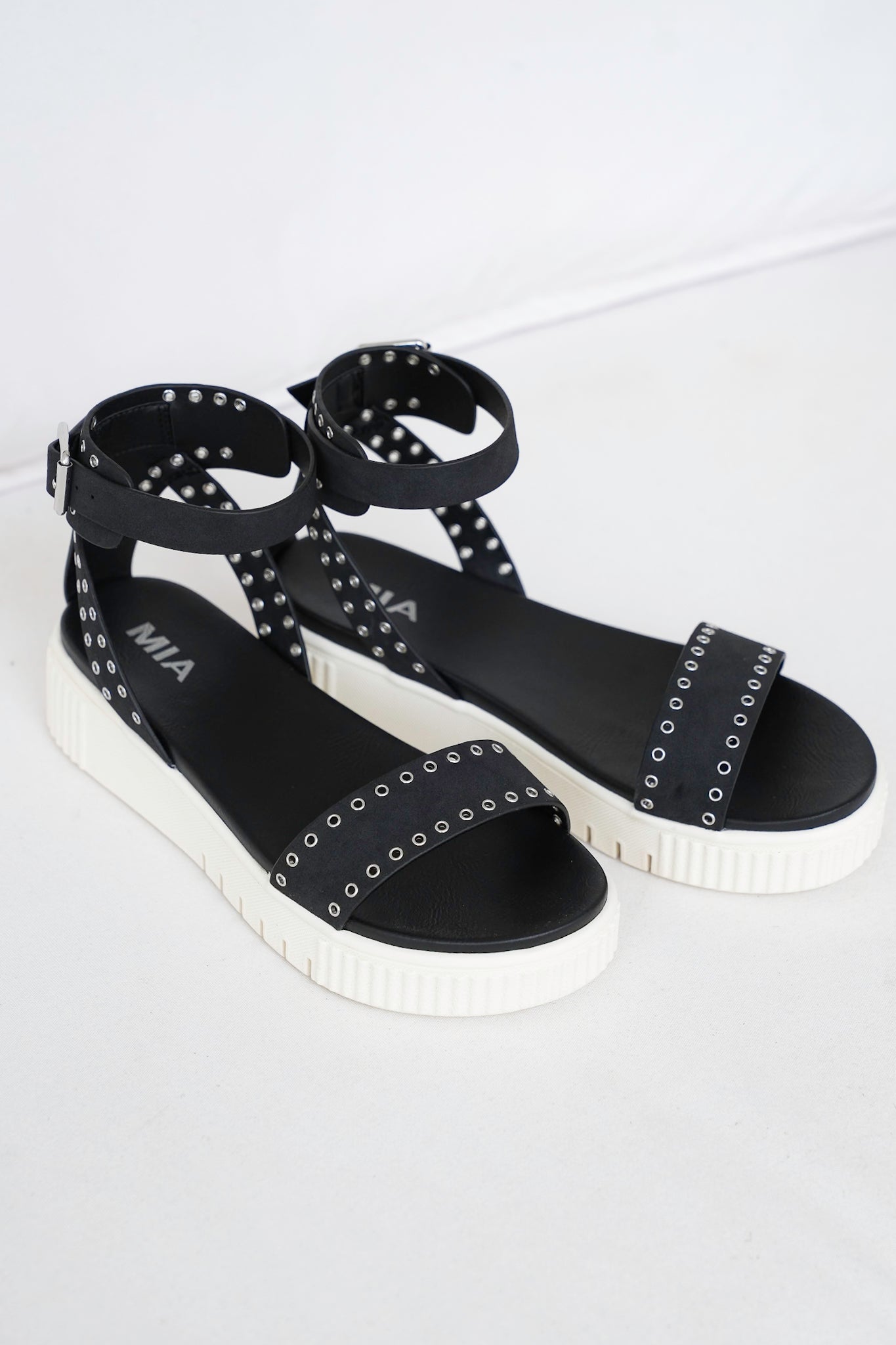 MIA Platform Sandal with Ankle Strap and Studded Detailing