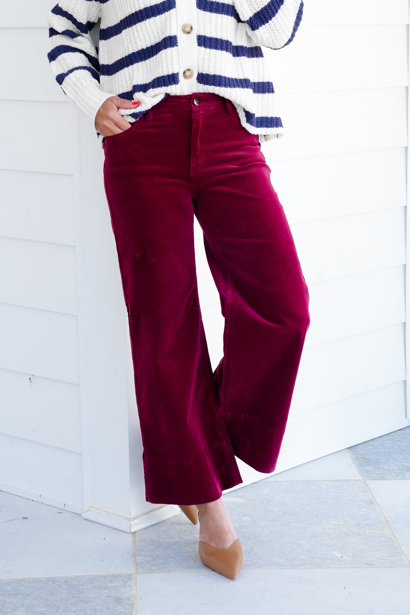 Risen High Rise Corduroy Wide Leg Pants