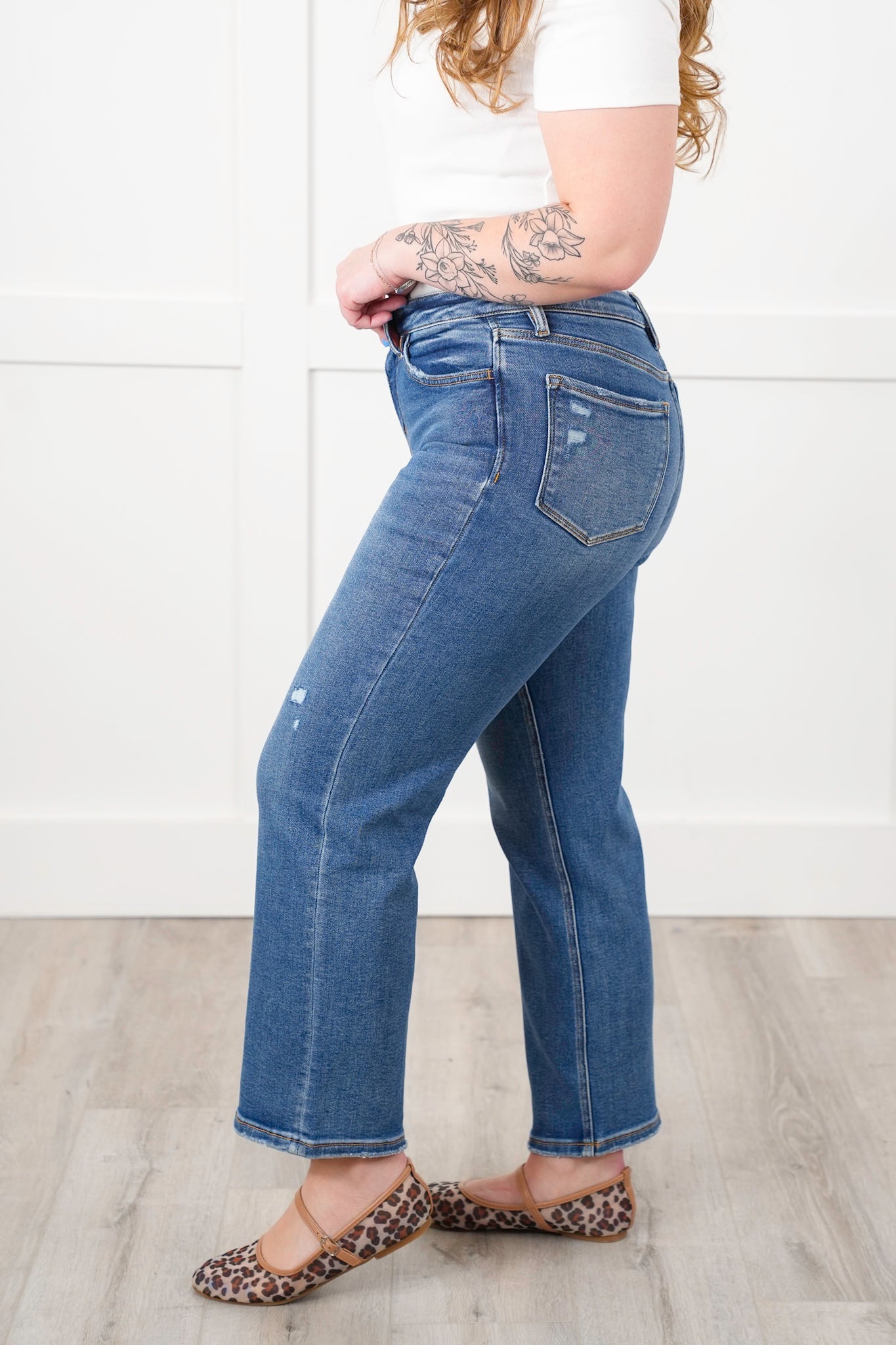 Vervet High Rise Medium Wash Slim Wide Leg Ankle Jeans