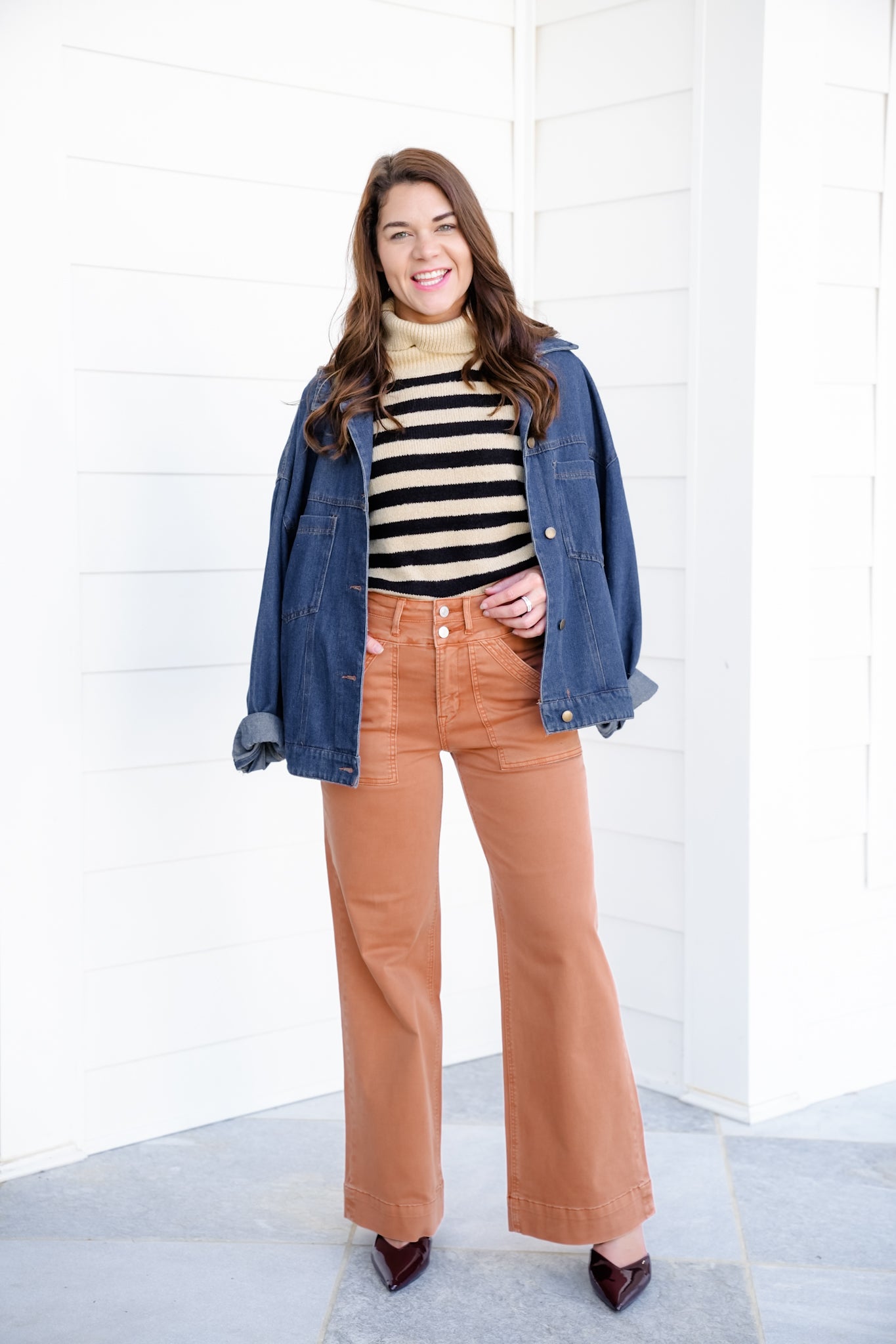 Mica High Rise Rust Double Waistband Wide Leg Jeans