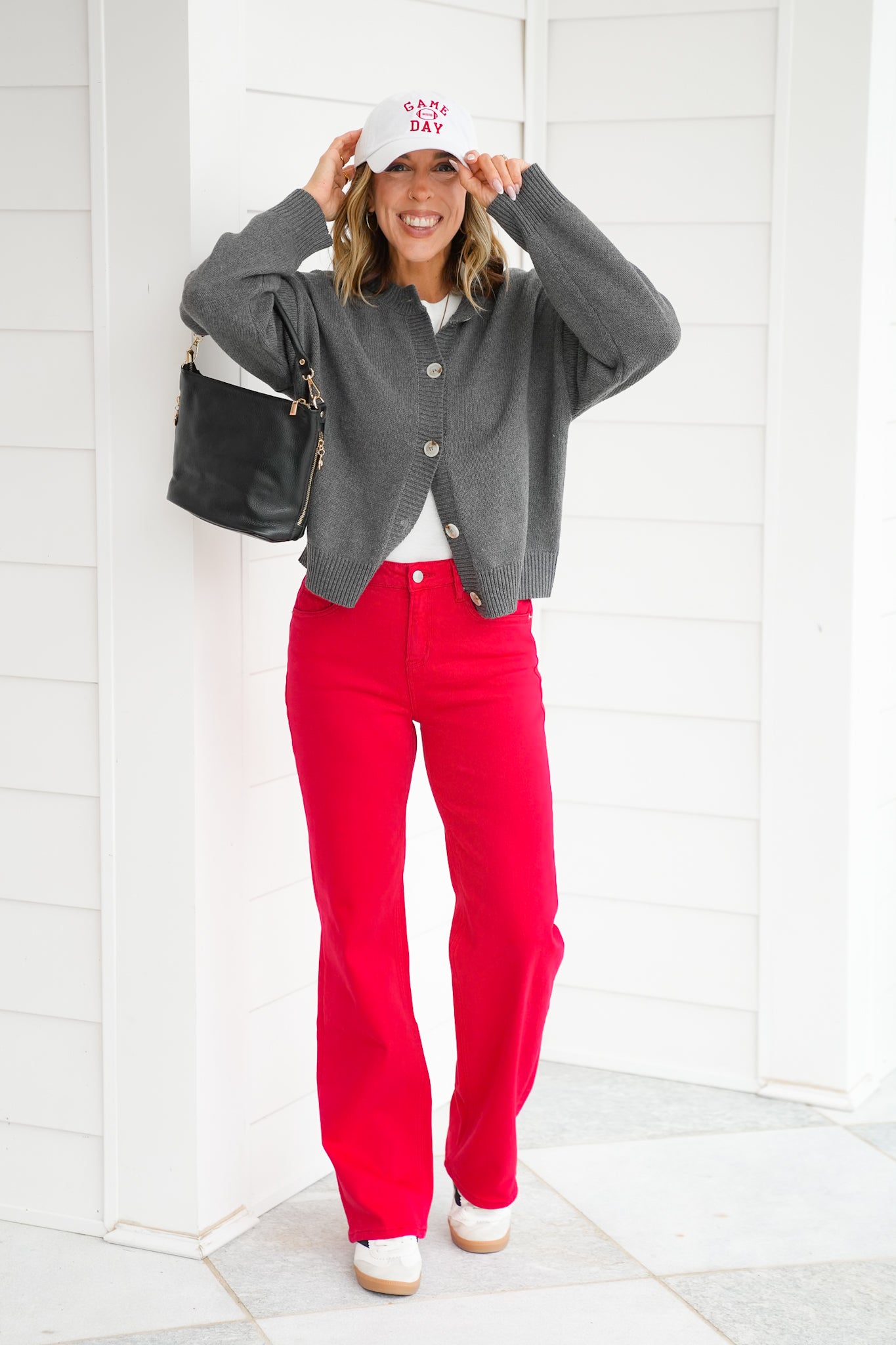 Mica High Rise Red Straight Leg Loose Fit Jeans