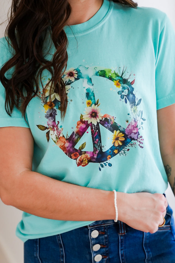 Plus/Reg Short Sleeve Peace Sign Graphic Tee