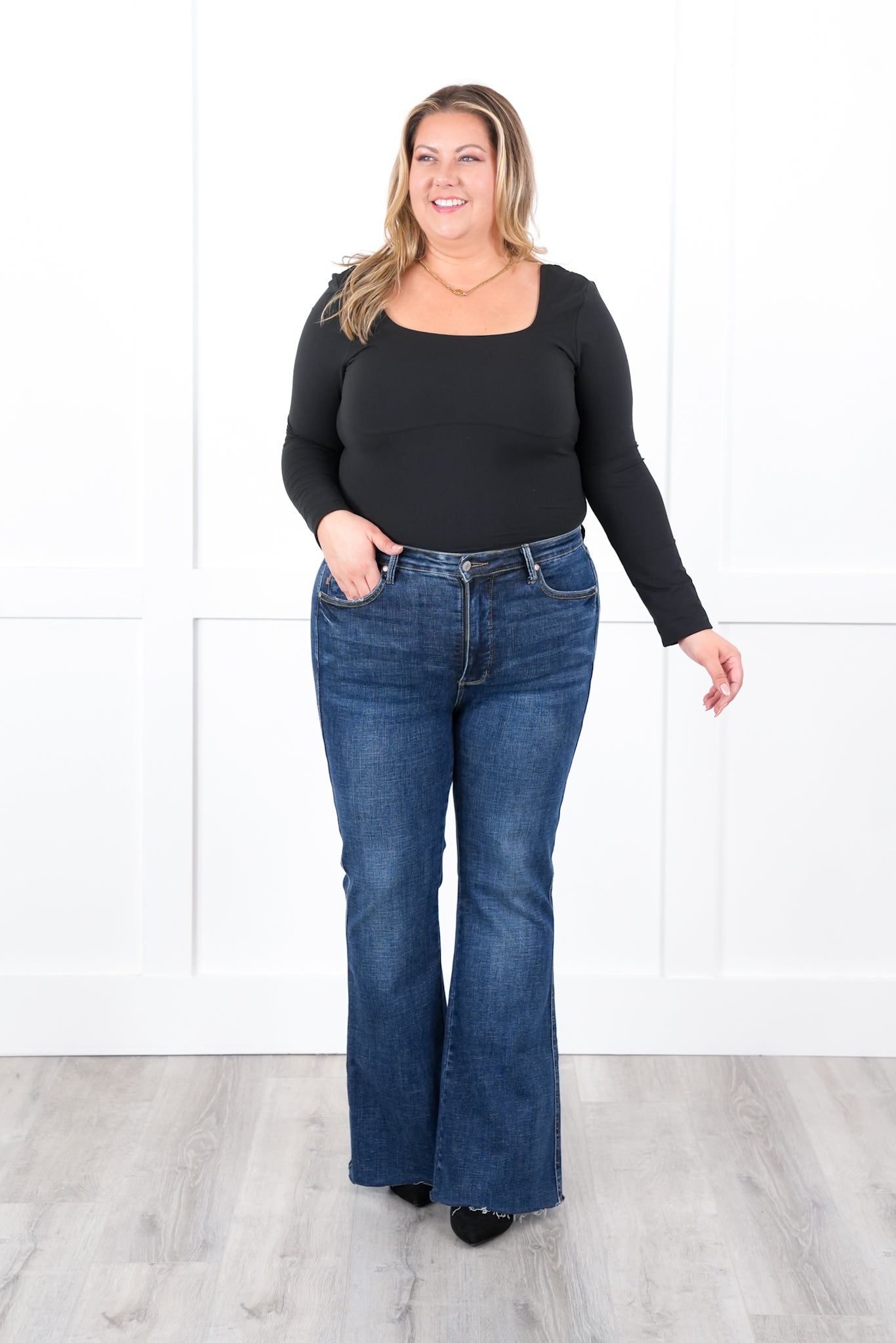 Solid Long Sleeve Square Neck Bodysuit (Multiple Colors)