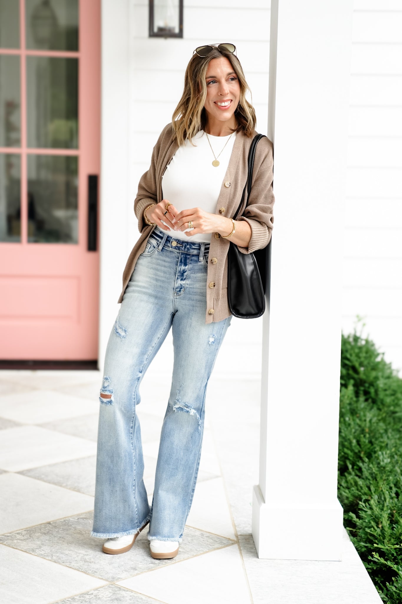 Judy Blue High Rise Light Wash Distressed Flare Jeans with Shield Pockets