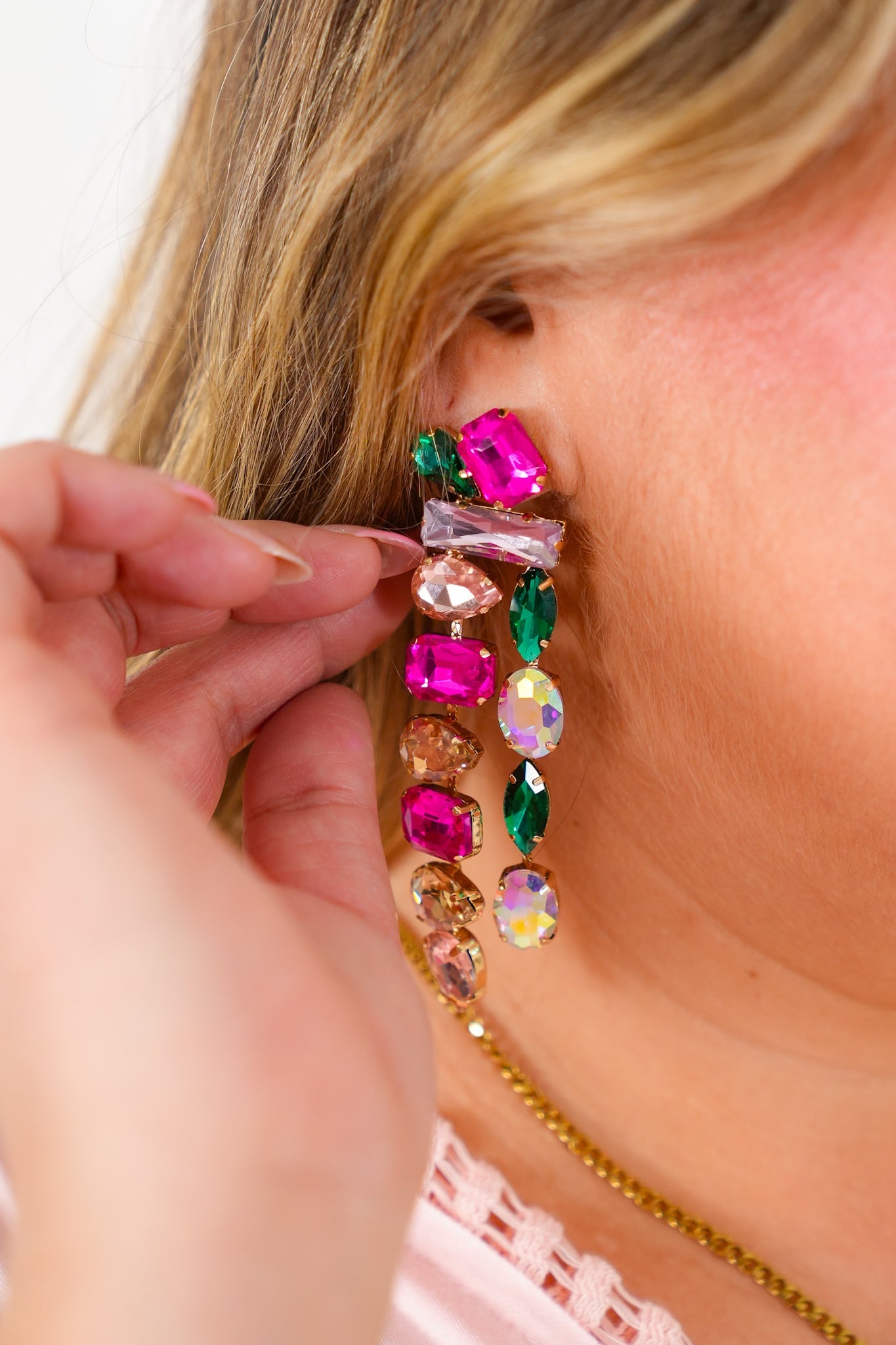 Treasure Jewels Gemstone Rain Drop Earrings