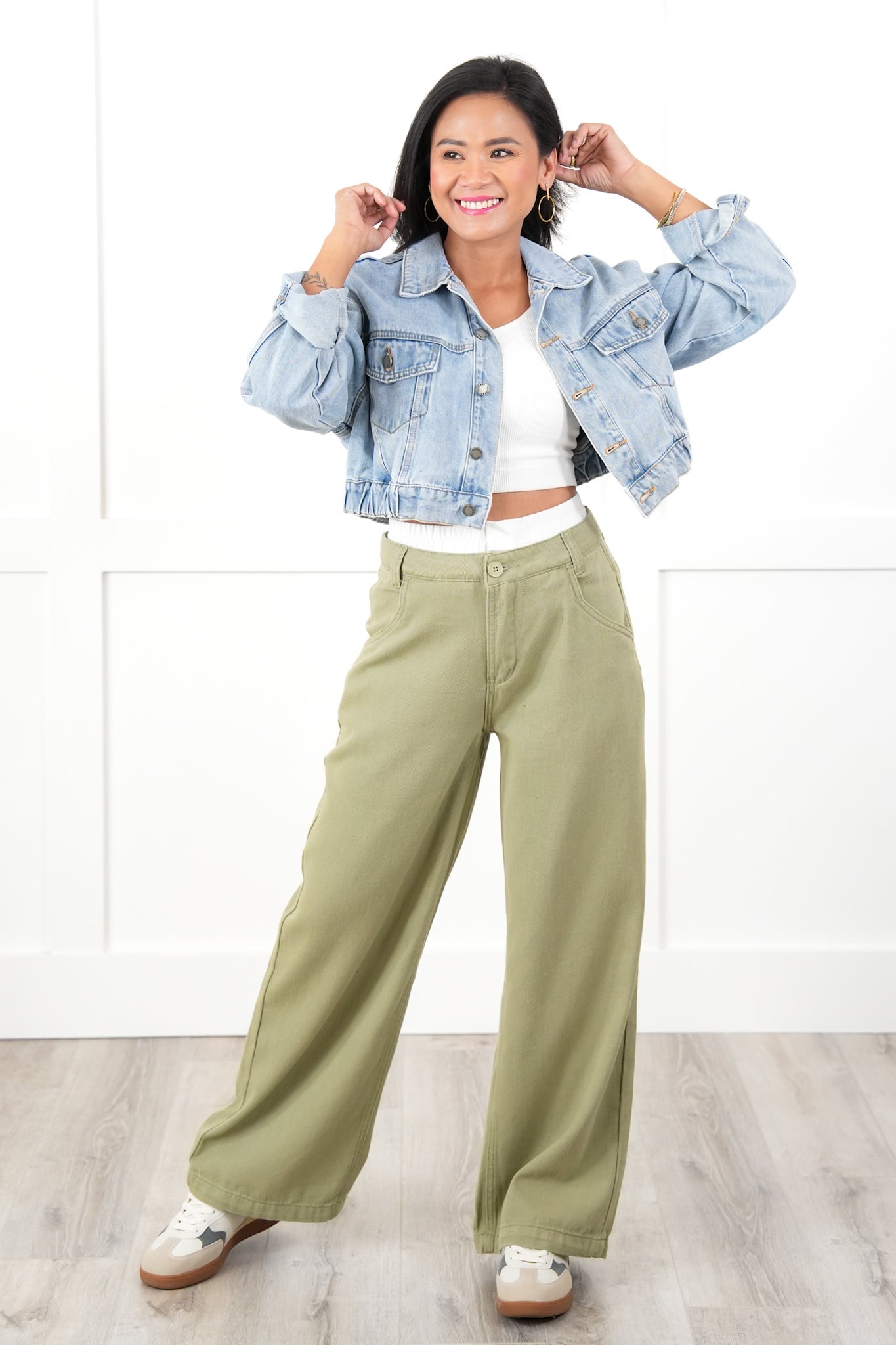 Mineral Wash Double Waist Band Pants