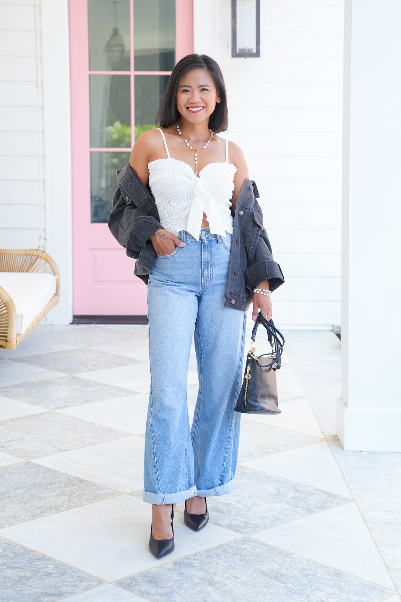 Smocked Top with Front Tie Detail