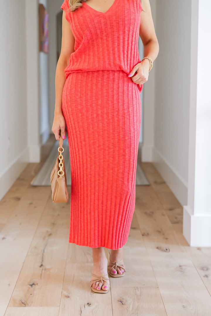 Sweater Knit High Waisted Bodycon Midi Skirt