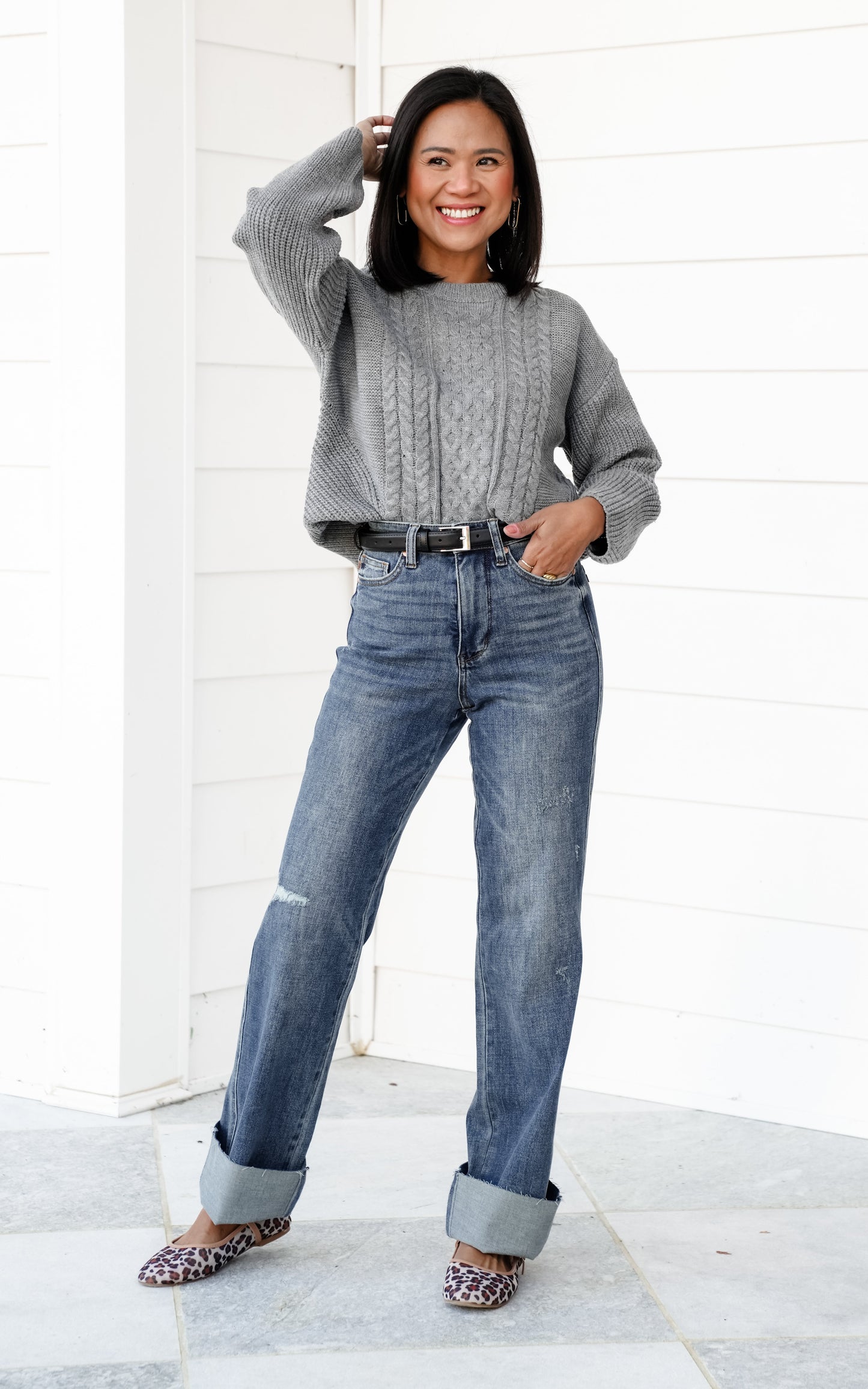 Judy Blue Straighten Up High Rise Medium Wash Tummy Control Raw Hem Straight Leg Jeans
