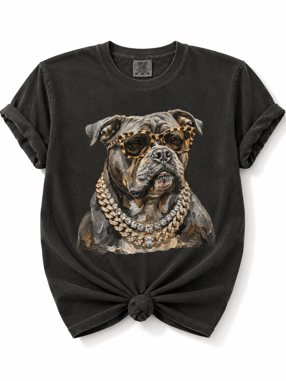 Plus/Reg Short Sleeve Glam Bulldog Graphic Tee