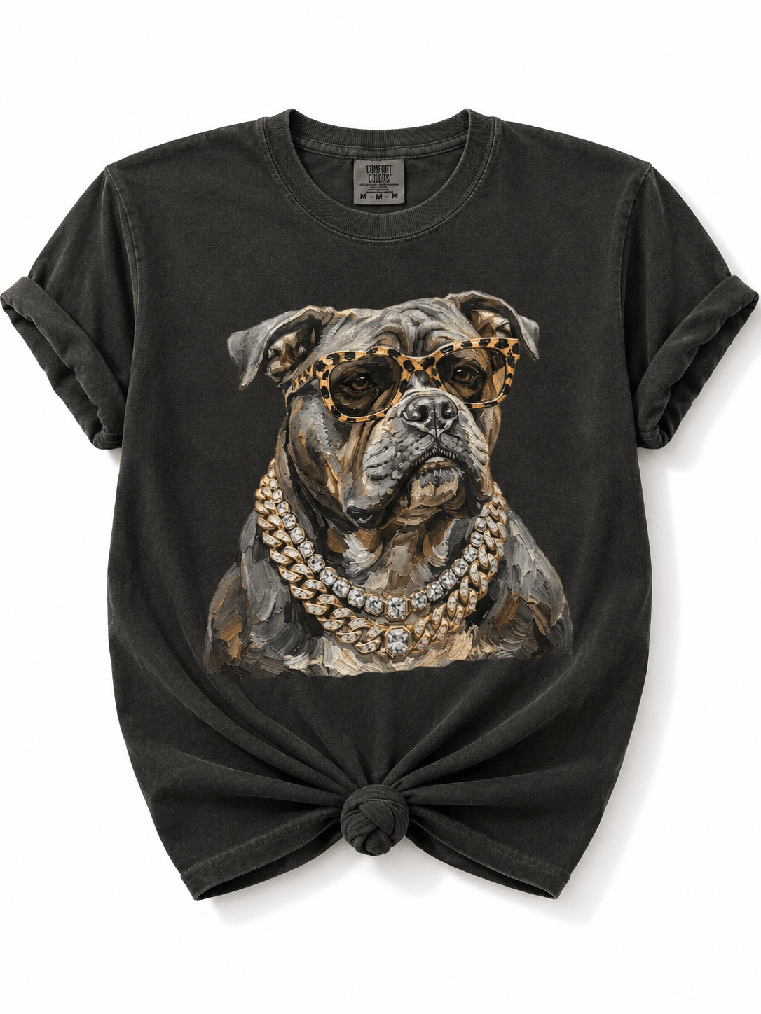 Plus/Reg Short Sleeve Glam Bulldog Graphic Tee - Freckled Poppy
