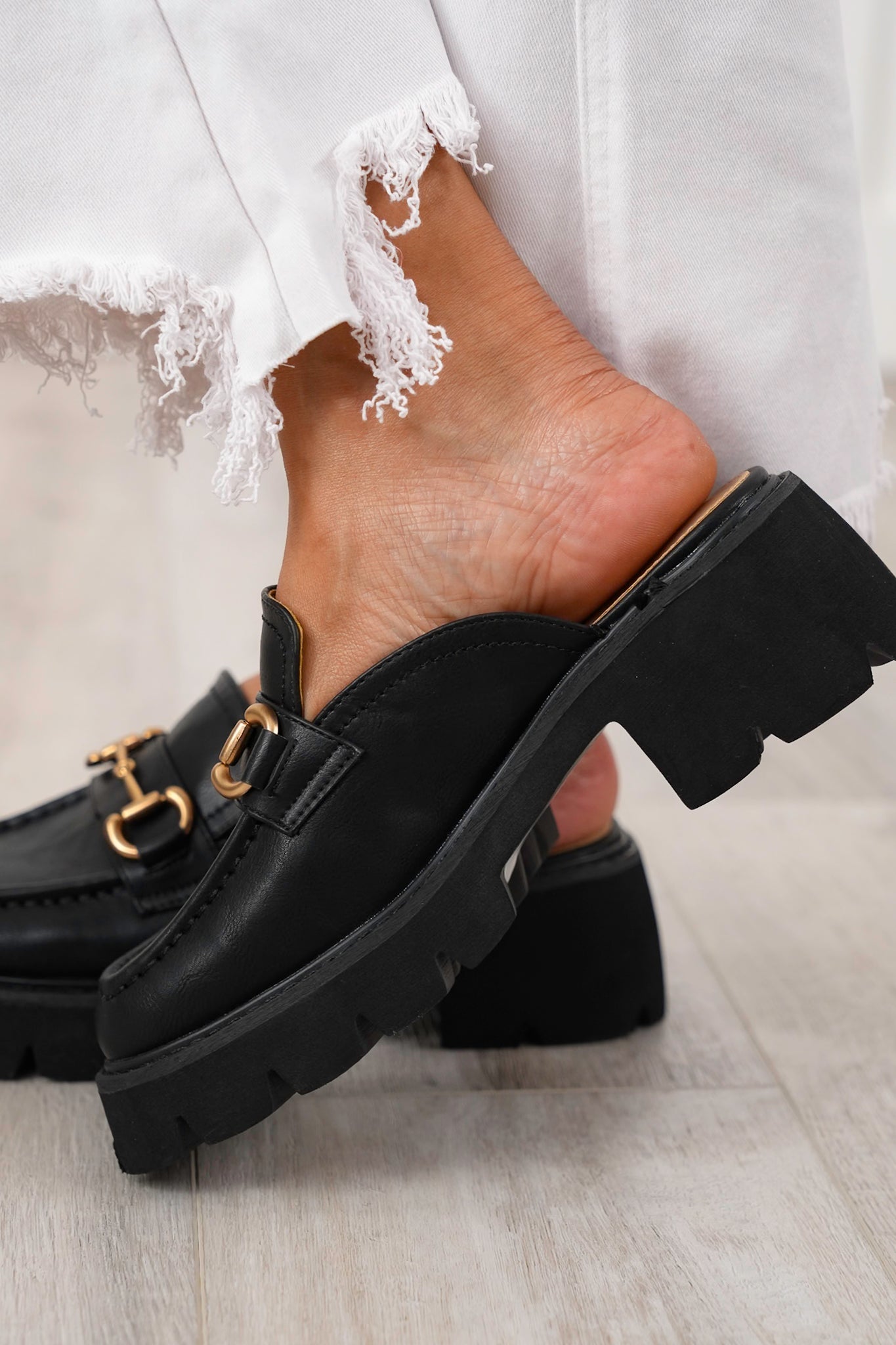 Chunky Slip-On Loafer with Buckle Detail