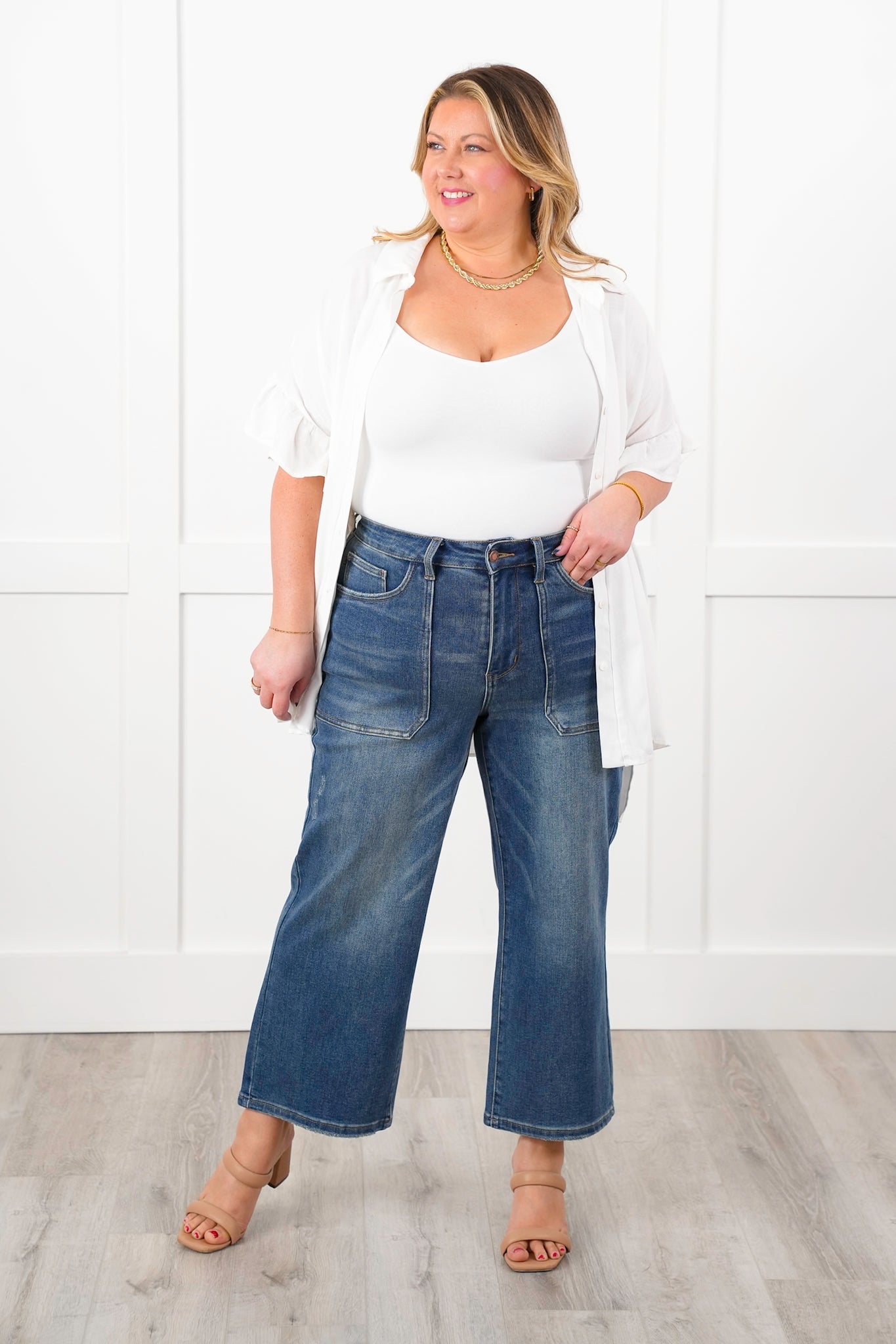 Judy Blue The Perfect Fit High Rise Wide Leg Crop Jeans