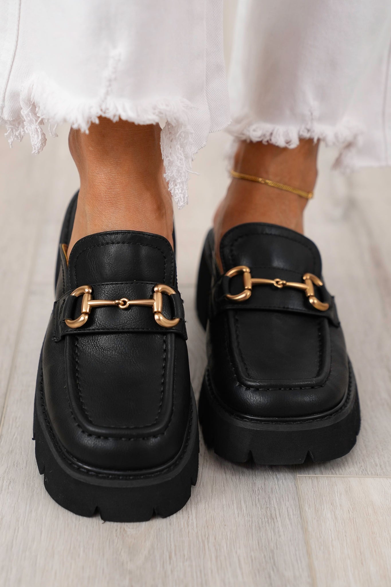 Chunky Slip-On Loafer with Buckle Detail
