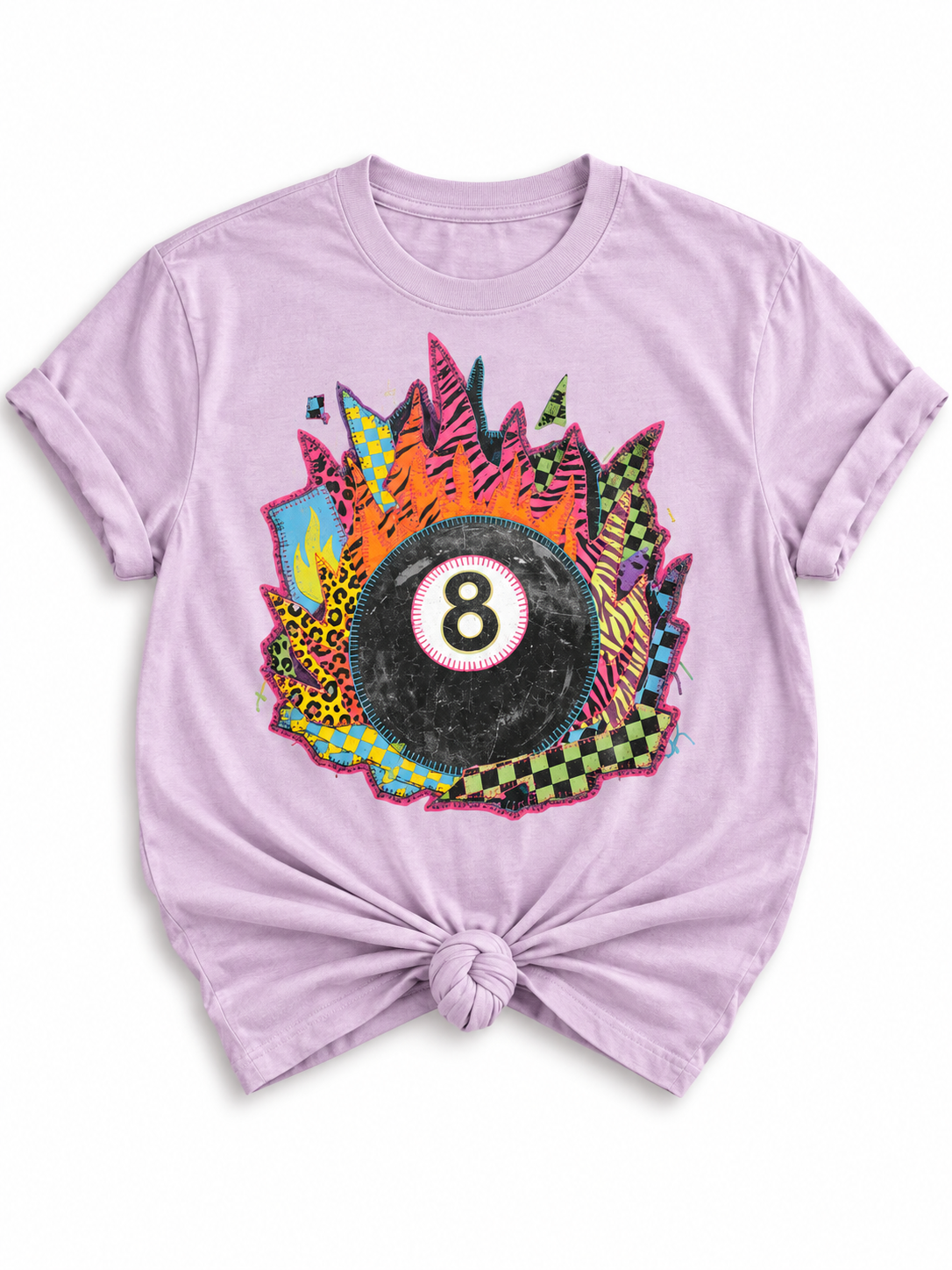 Plus/Reg Short Sleeve Retro 8 Ball Flame Graphic Tee