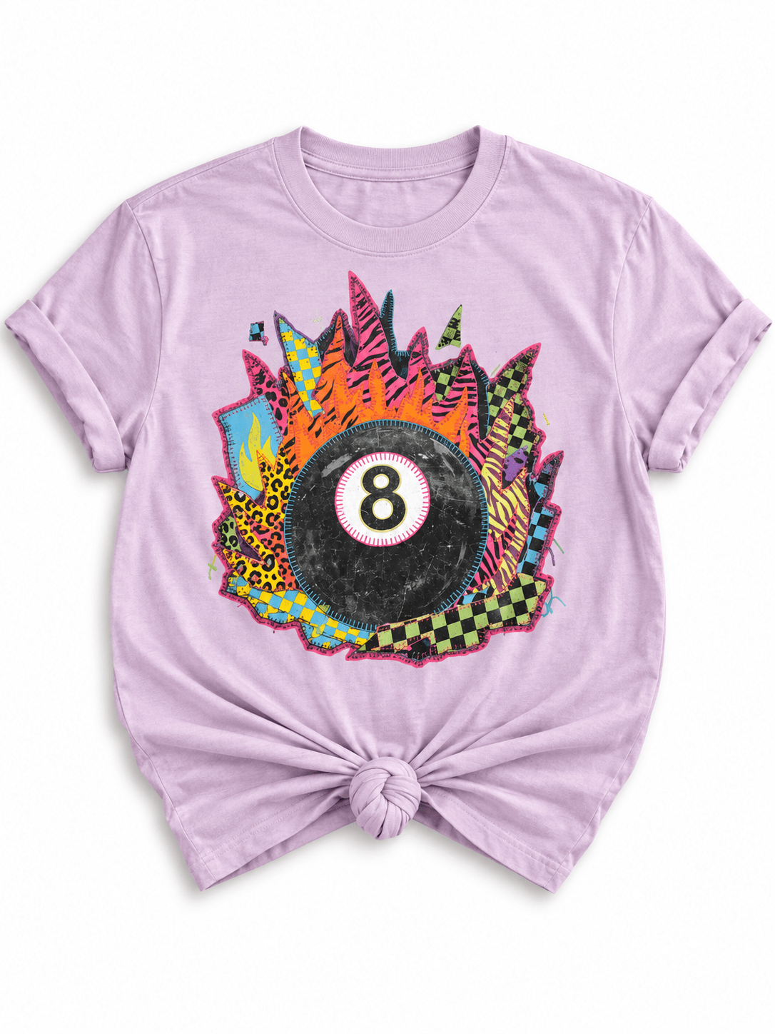 Plus/Reg Short Sleeve Retro 8 Ball Flame Graphic Tee - Freckled Poppy