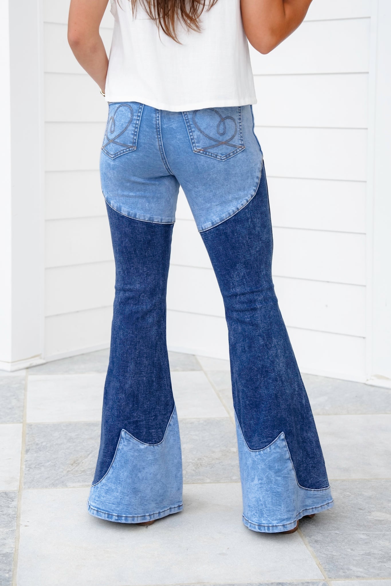 Restock! Mineral Wash Two Tone Denim Wide Leg Jeans