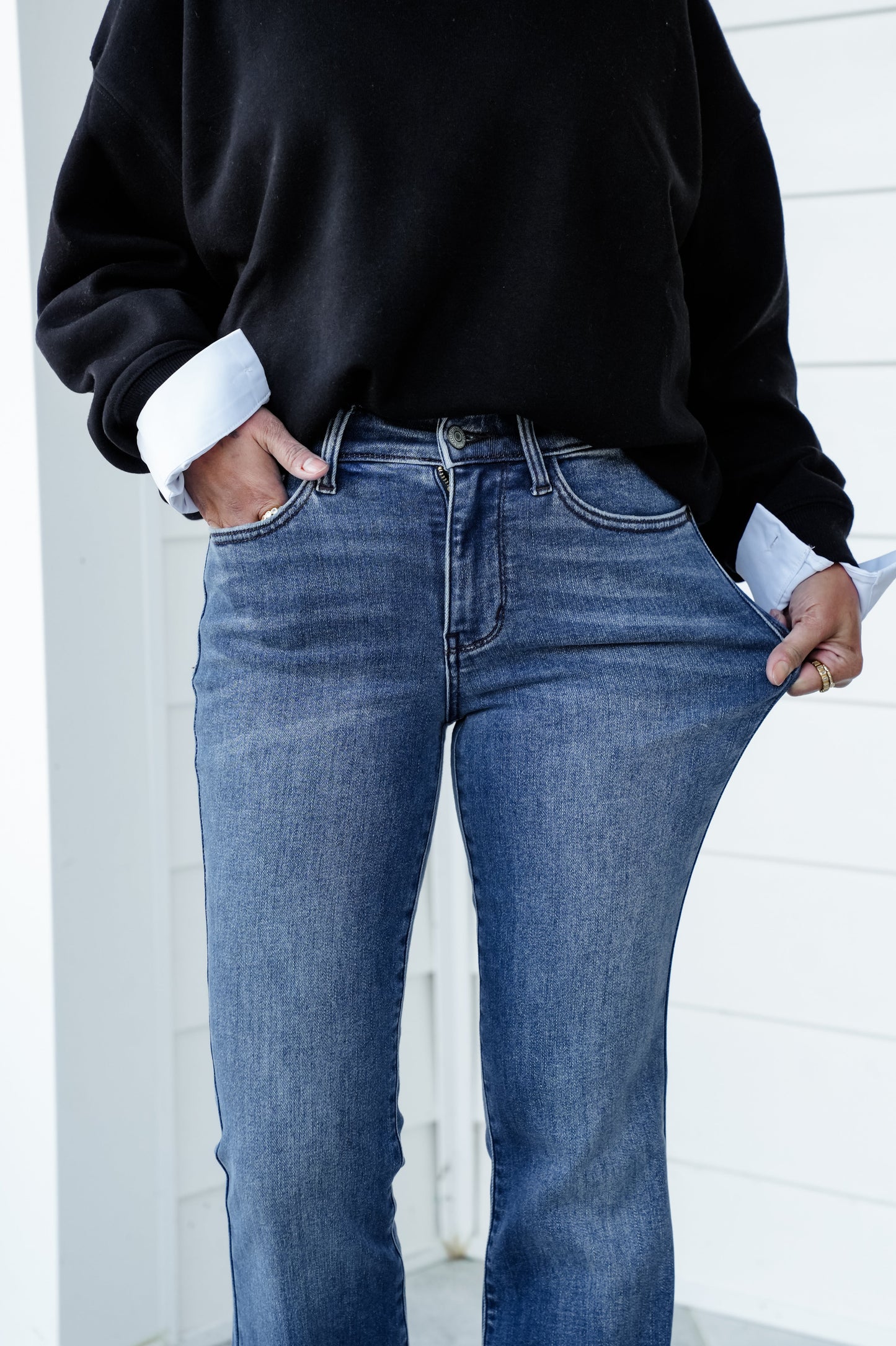 Judy Blue Mid Rise Dark Wash Thermal Bootcut Jeans