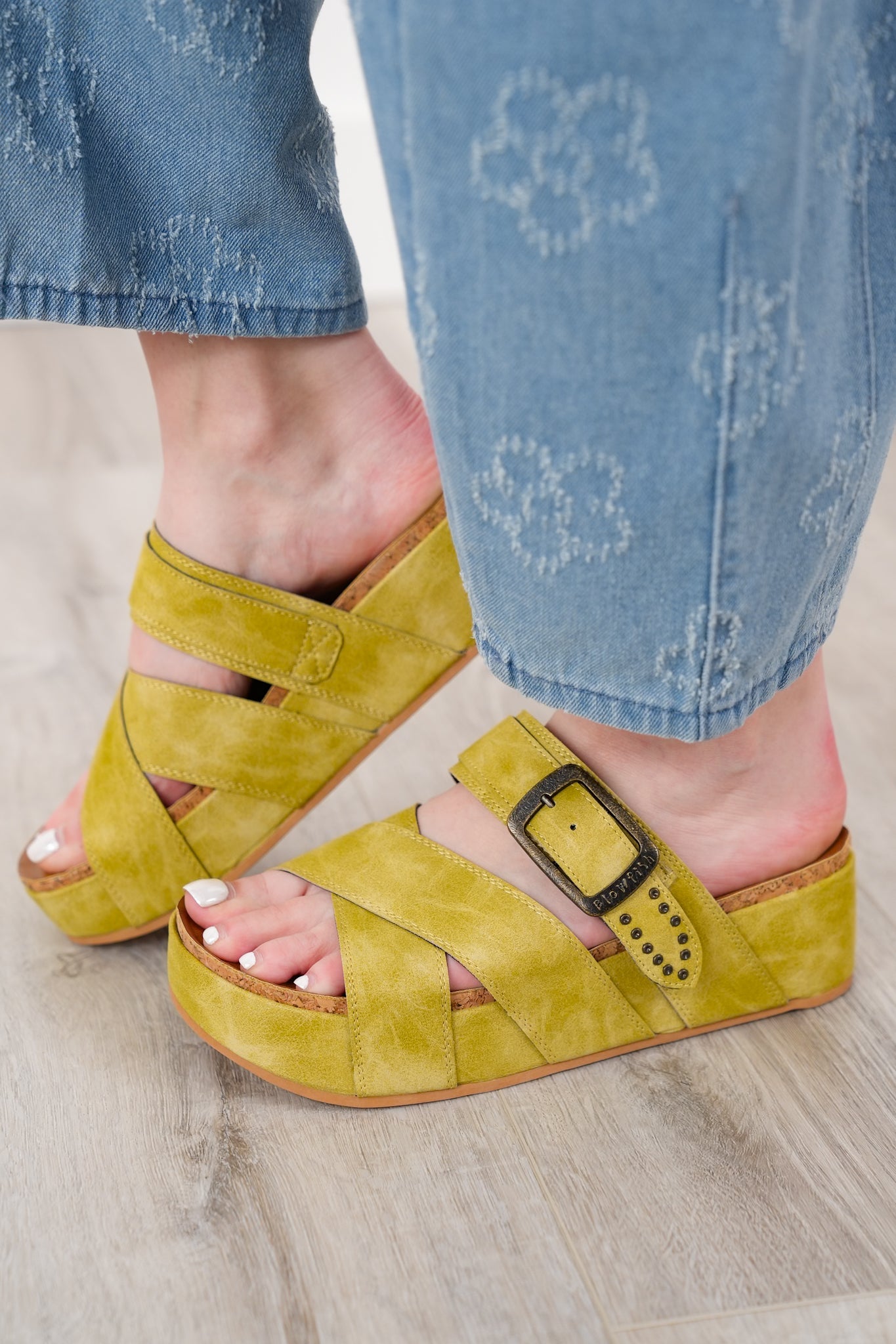 Restock! Blowfish Platform Slide Sandal with Wide Crisscross Straps