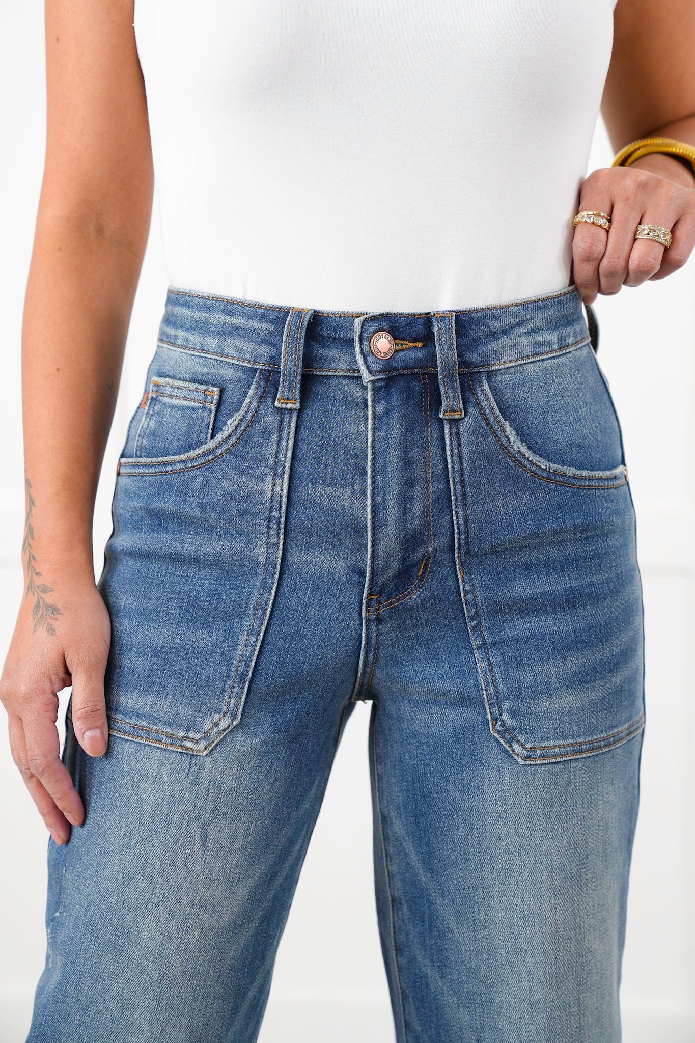 Judy Blue The Perfect Fit High Rise Wide Leg Crop Jeans