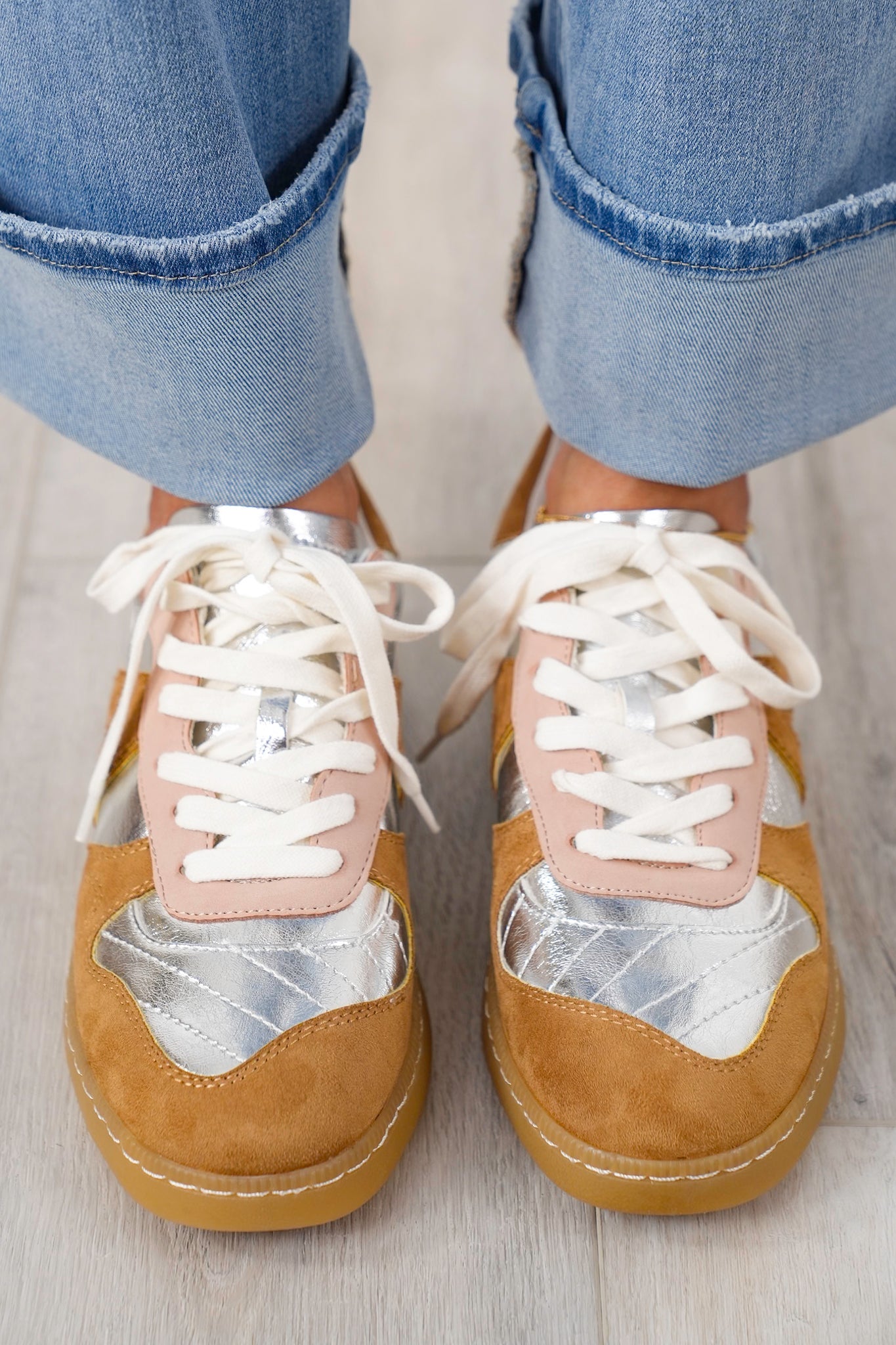 MIA Retro Inspired Low Top Sneaker with Suede and Metallic Paneling