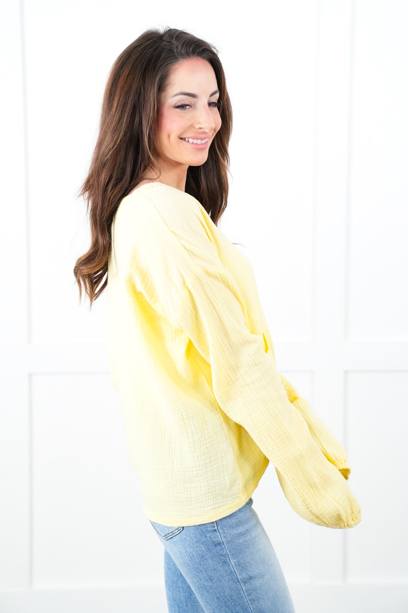 Solid Long Sleeve Button Down Cardigan With Front Pockets