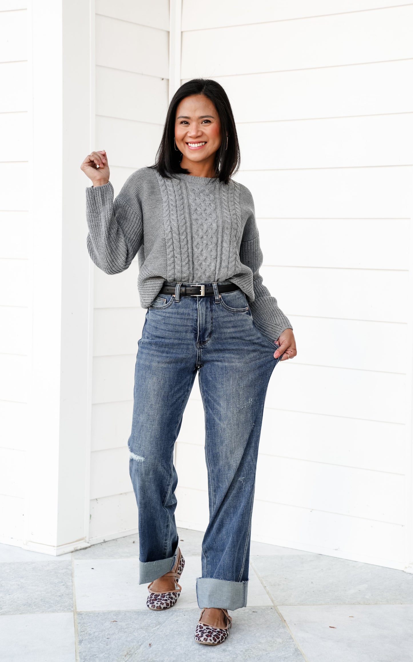 Judy Blue Straighten Up High Rise Medium Wash Tummy Control Raw Hem Straight Leg Jeans