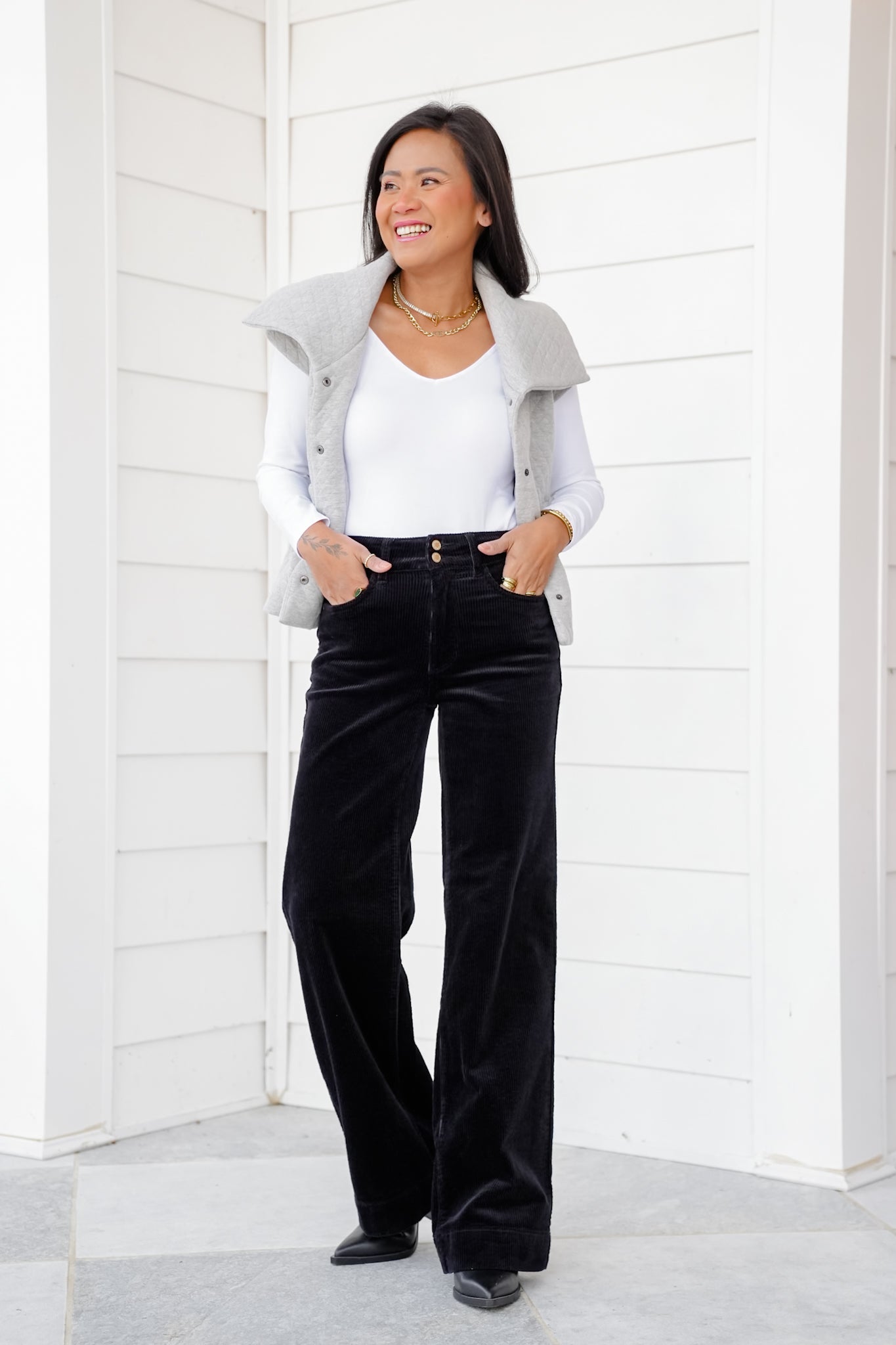 Judy Blue High Rise Black Corduroy Wide Leg Trouser