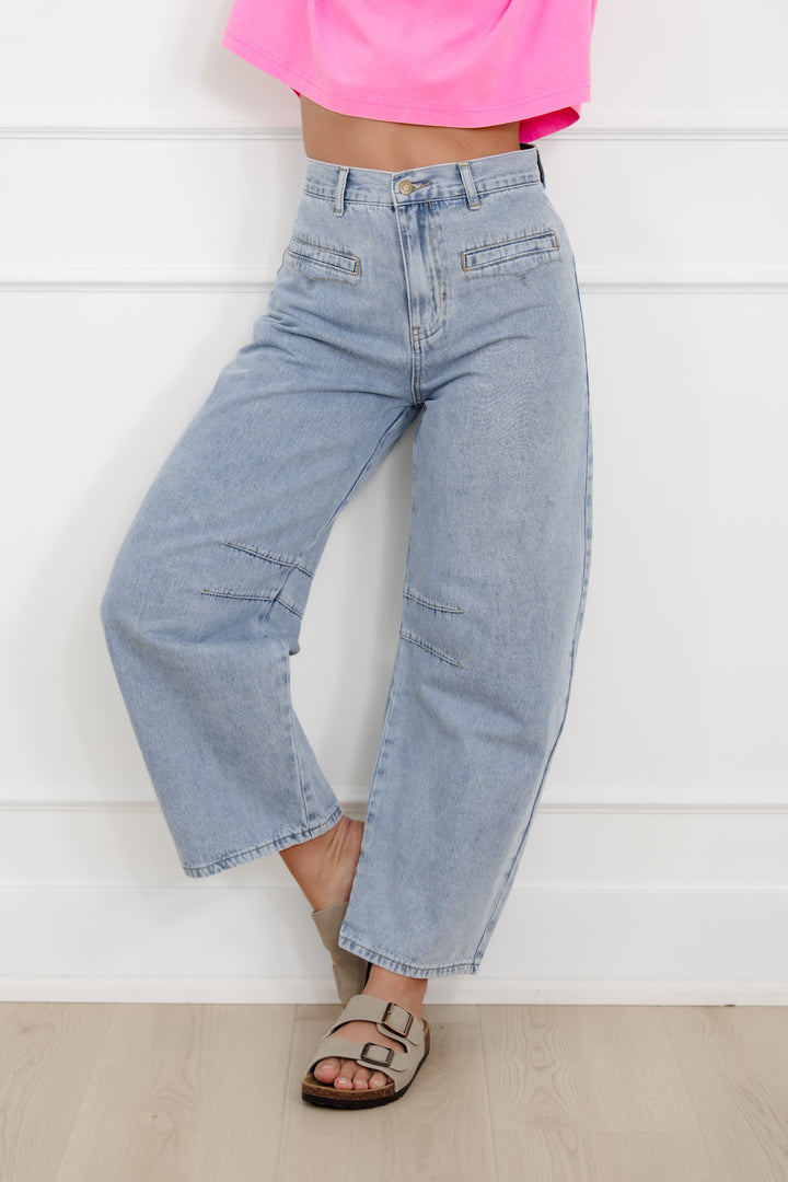 Light Wash High Rise Barrel Jeans