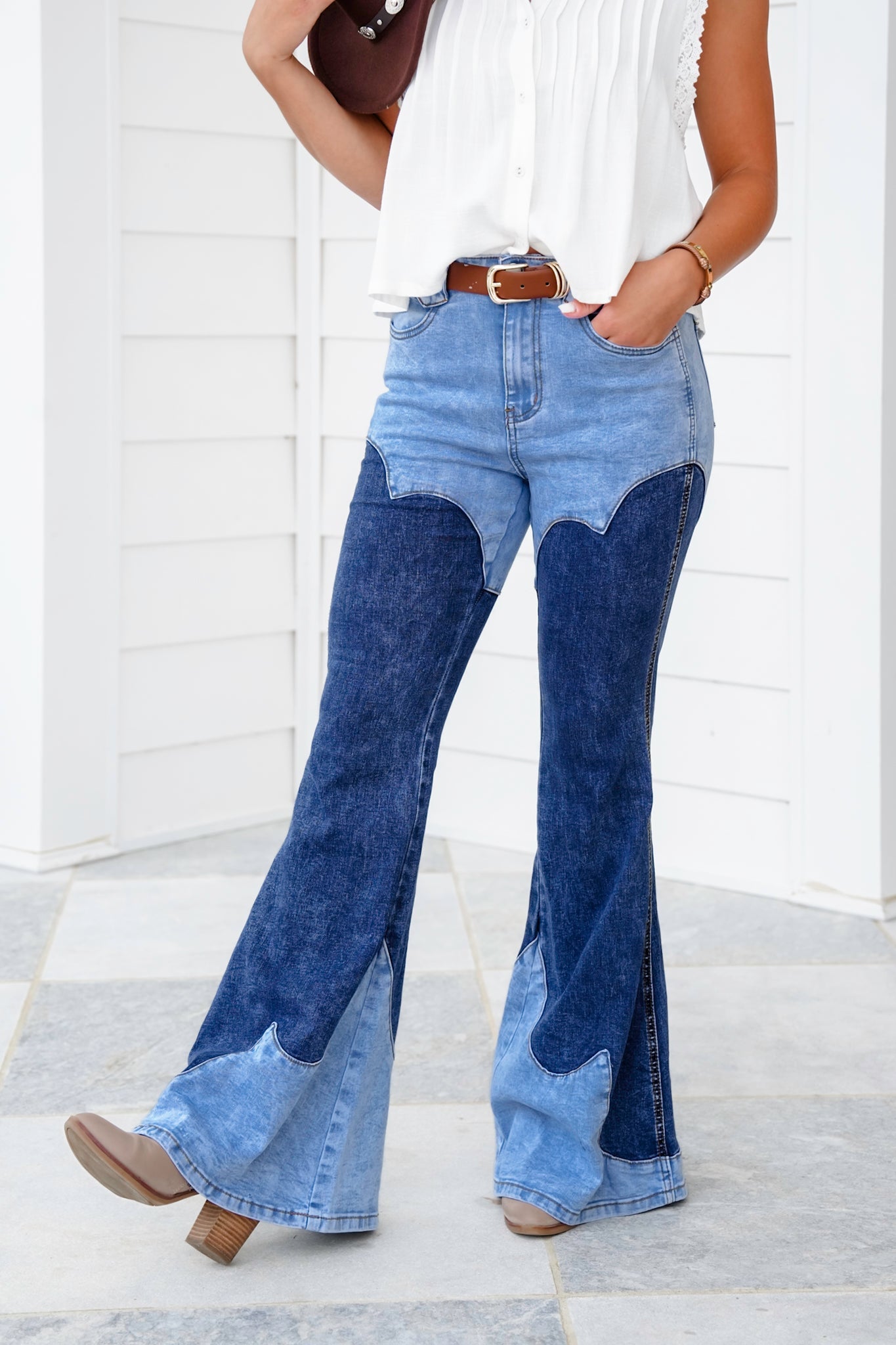 Restock! Mineral Wash Two Tone Denim Wide Leg Jeans