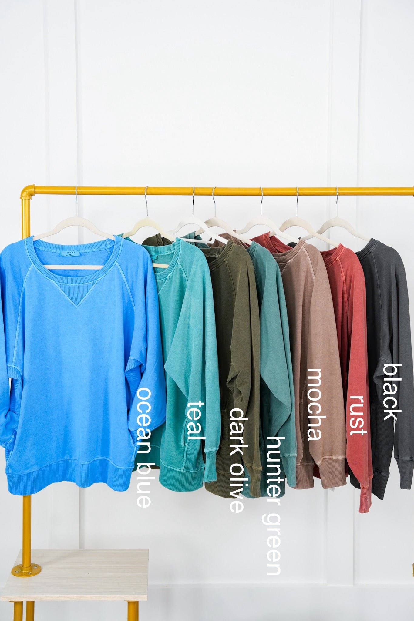 Restock + New Colors Door Buster! PLUS/REG Zenana Pigment Dyed French Terry Pullover w/ Pockets (Multiple Colors)
