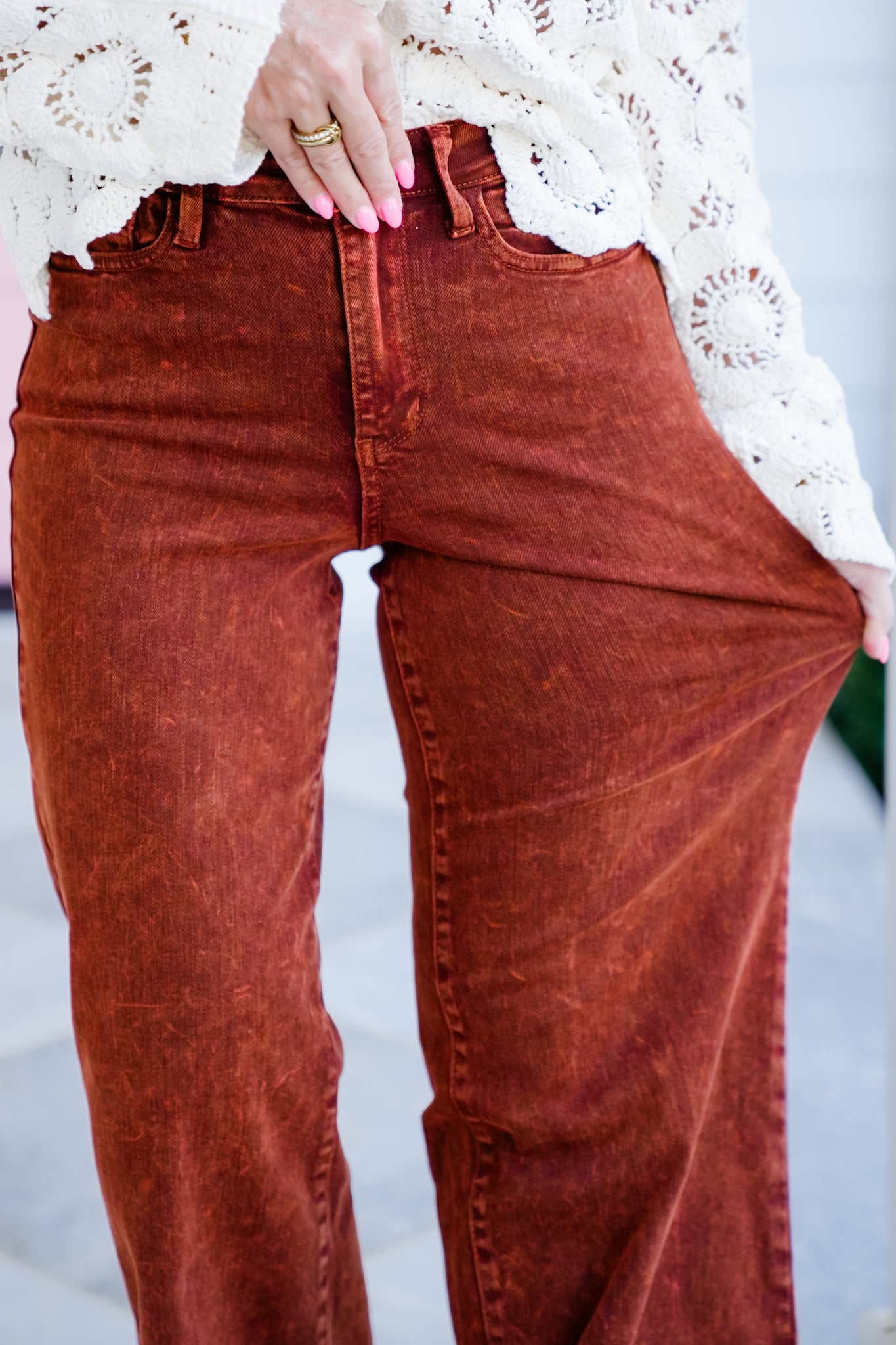 Restock! Judy Blue High Rise Pumpkin Spice Raw Hem Retro Wide Leg Jeans