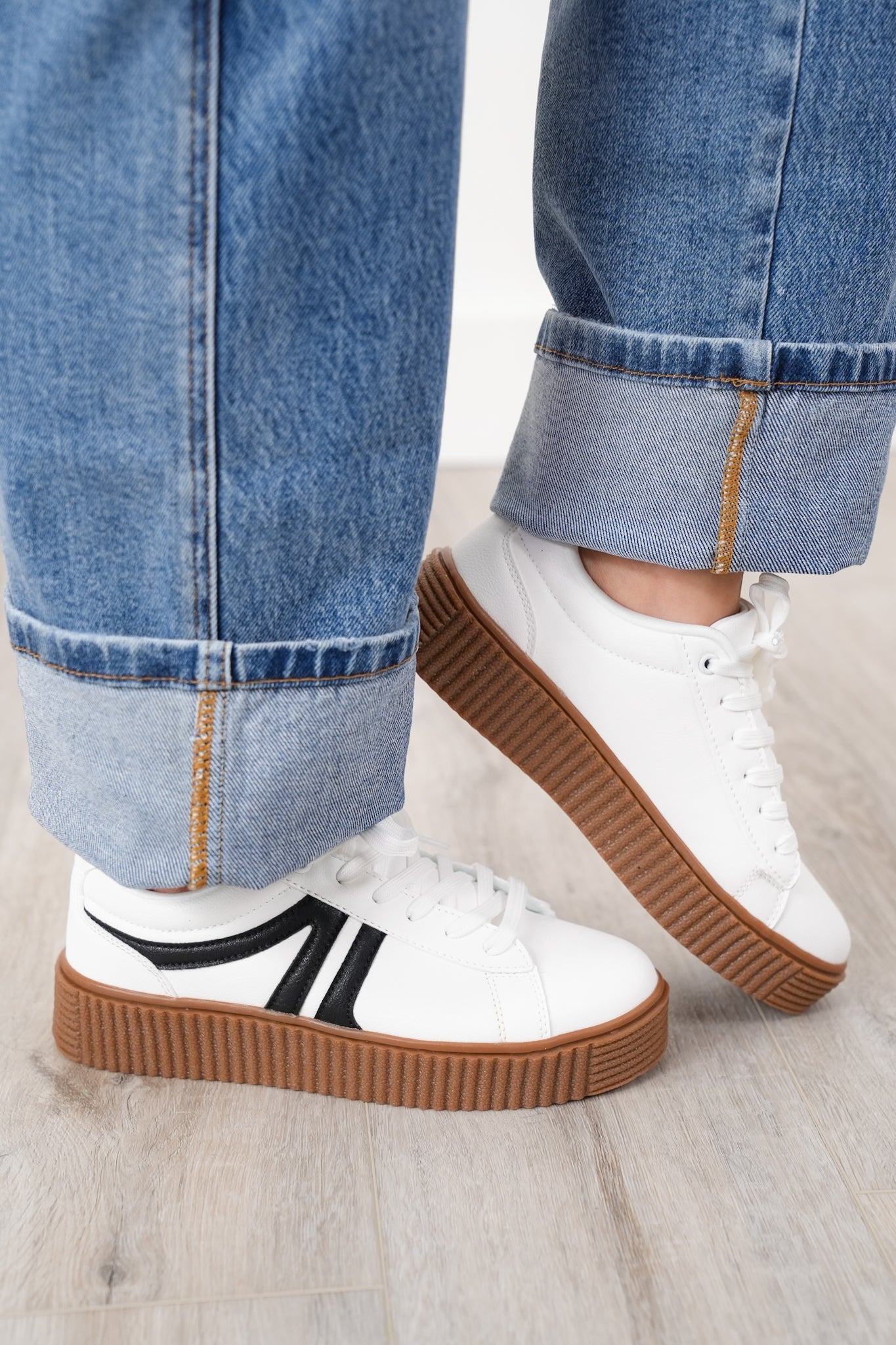 Low Top Platform Sneaker with Textured Sole