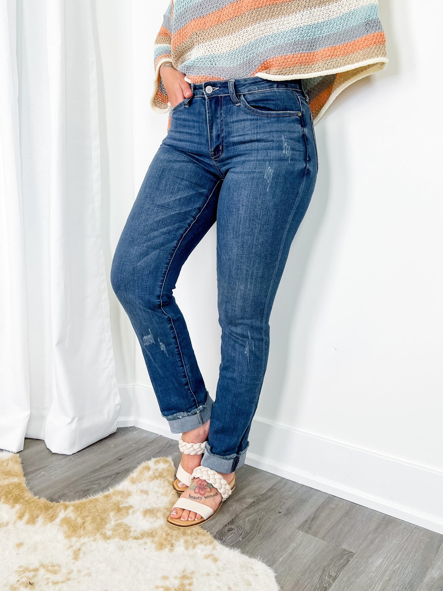 Judy Blue midrise double cuff long boyfriend