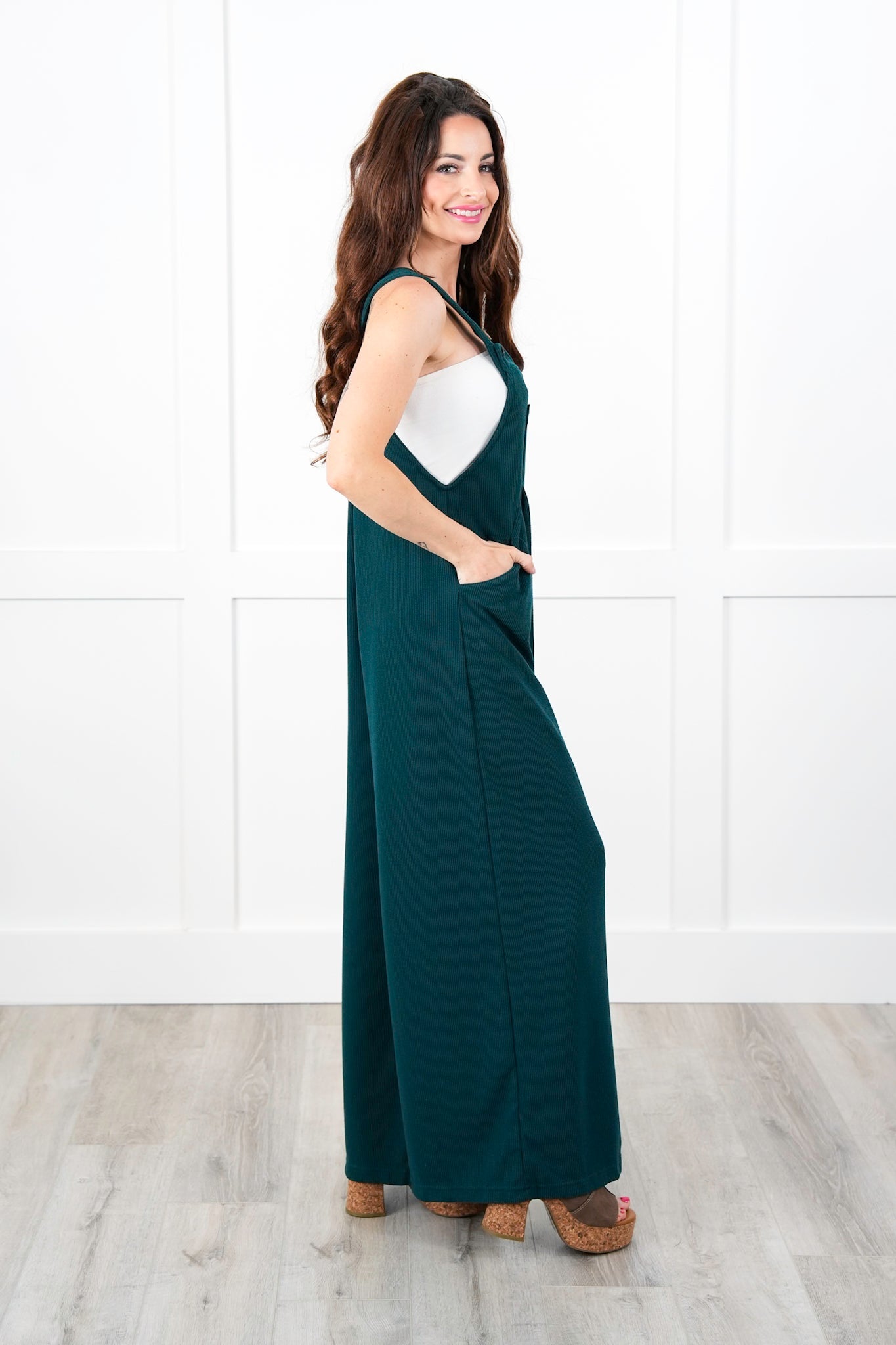 Sleeveless Wide Leg Jumpsuit with Side Pockets (Multiple Colors)