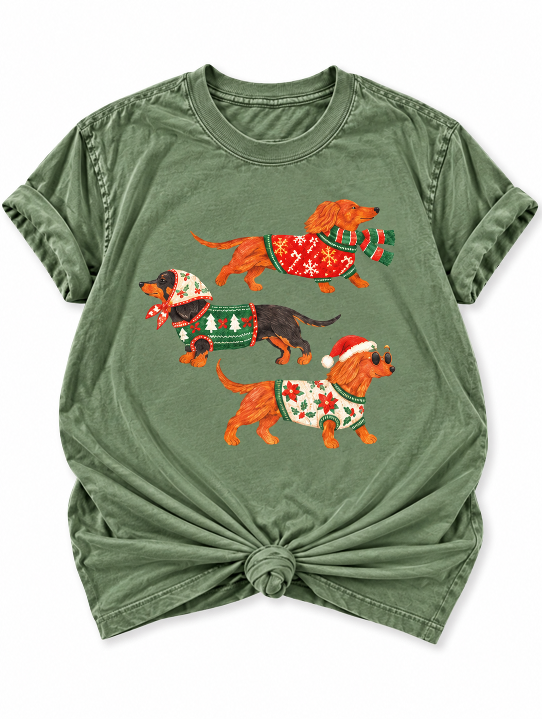 Plus/Reg Short Sleeve Fabulous Christmas Dachshunds Graphic Tee
