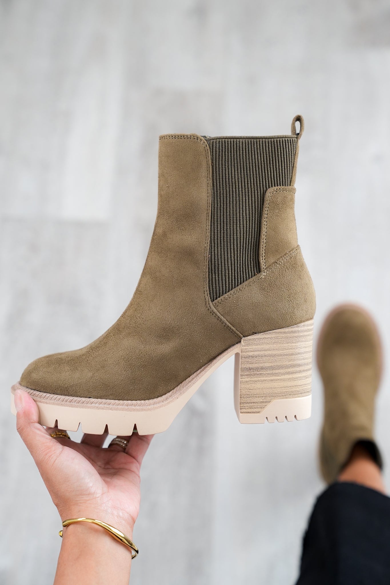 MIA Vegan Nubuck Ankle Boot with Chunky Heel