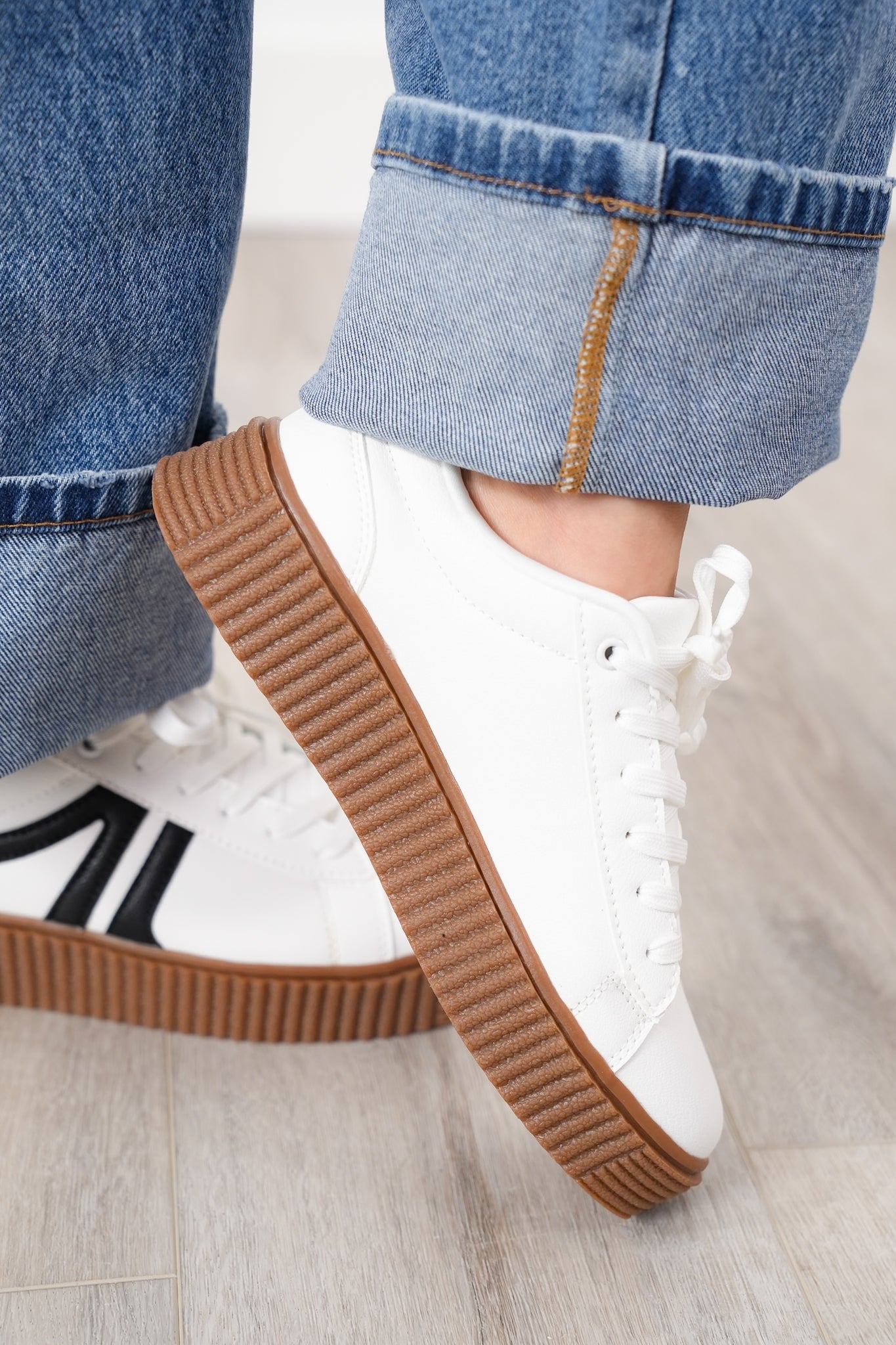 Low Top Platform Sneaker with Textured Sole