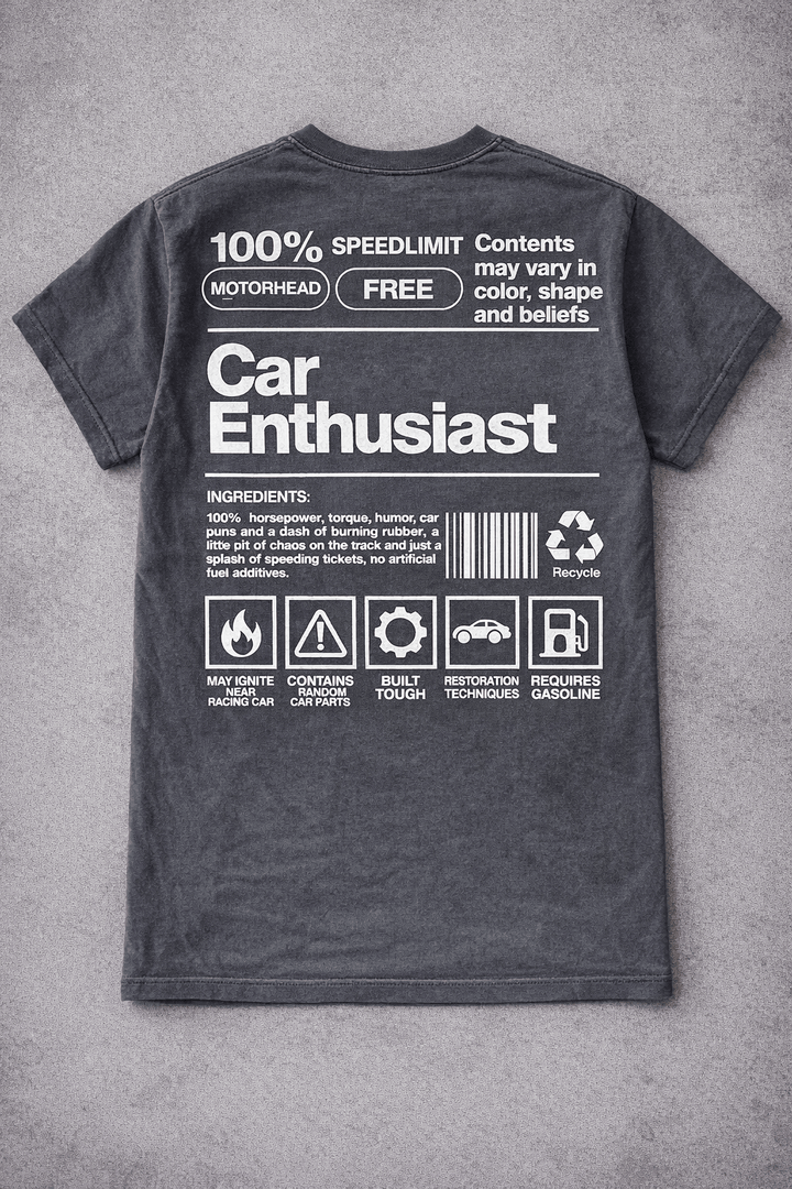 Plus/Reg Short Sleeve "Car Enthusiast" Graphic Tee - Freckled Poppy
