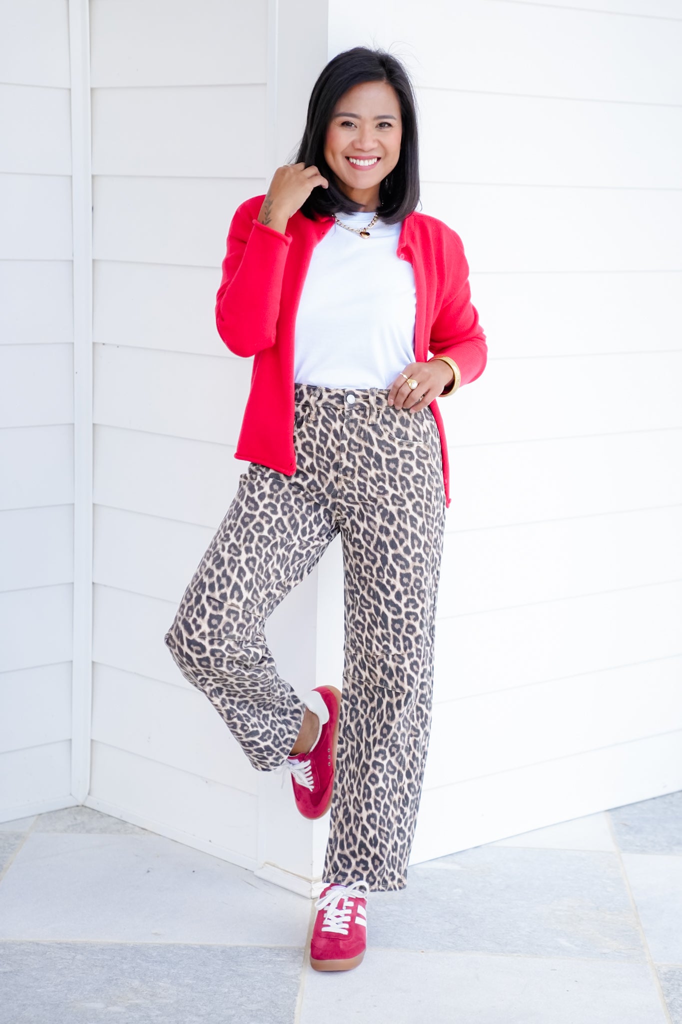 Vervet High Rise Leopard Barrel Jeans
