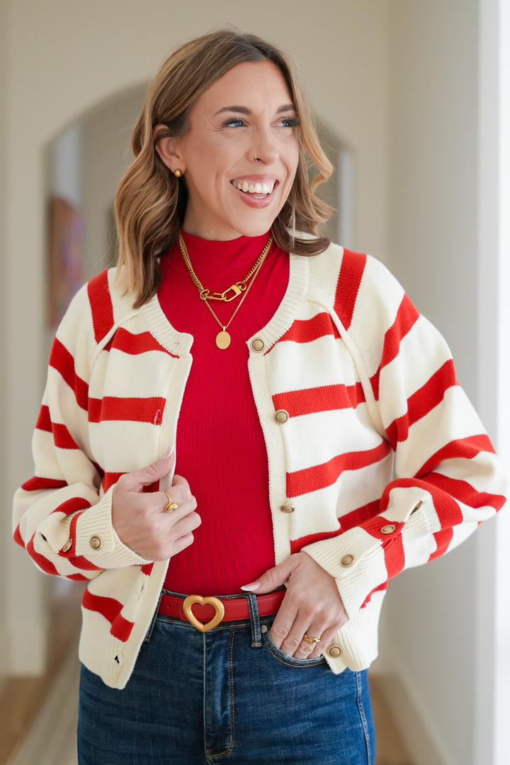 Stripe Long Sleeve Button Down Cardigan