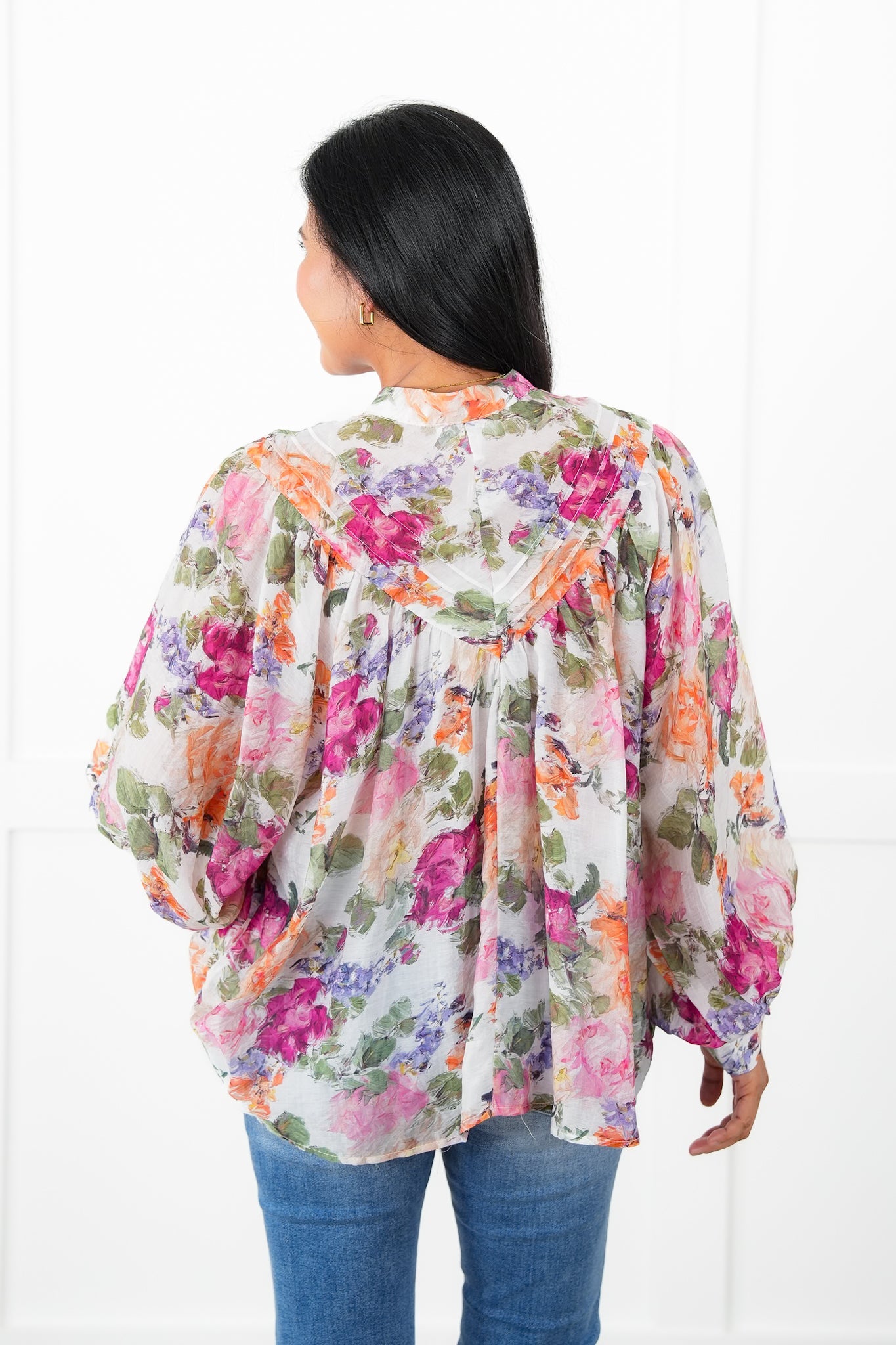 Restock! Plus/Reg Floral Print Long Sleeve Button Down Blouse