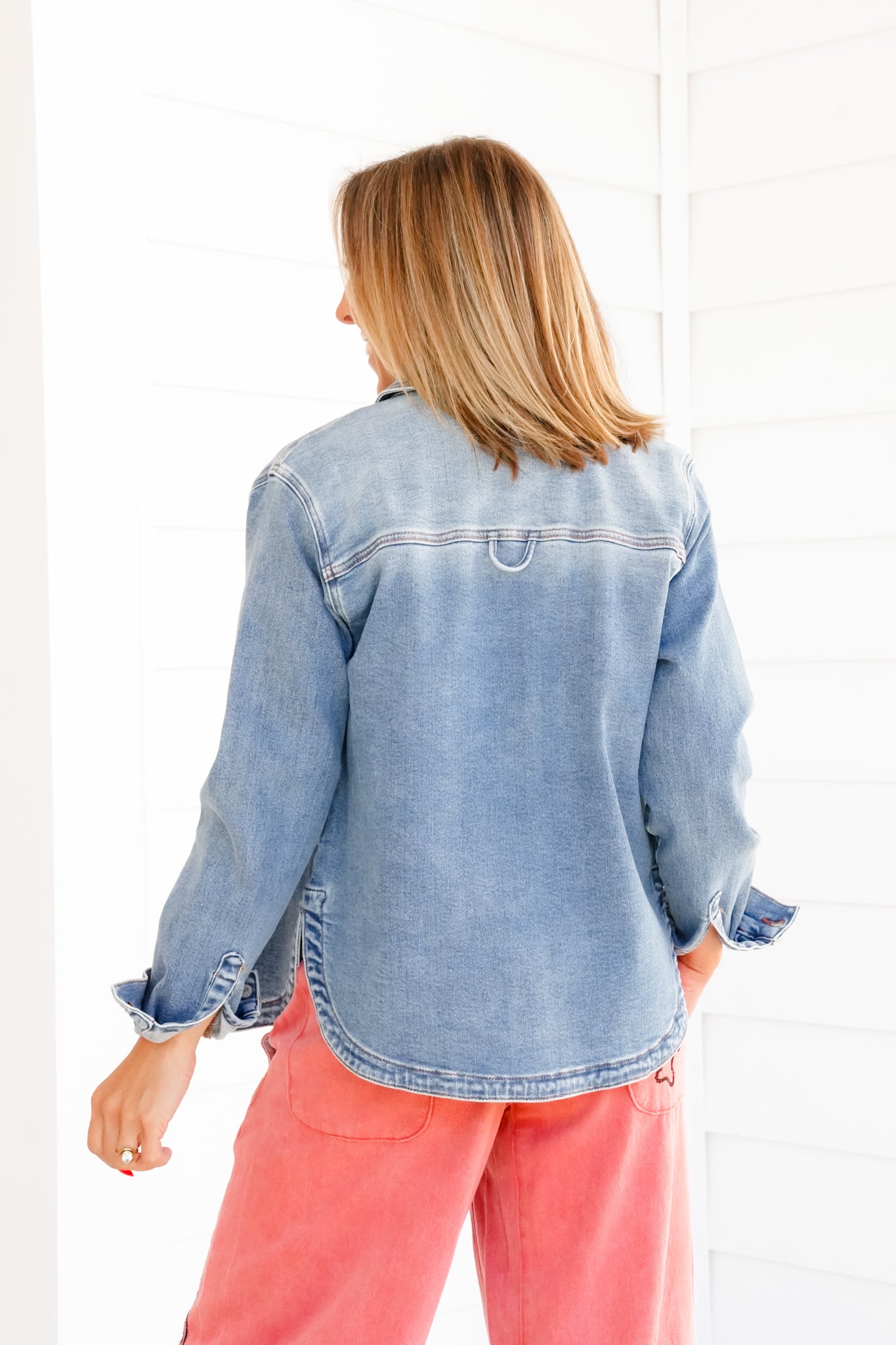 Plus/Reg Judy Blue Medium Wash Button Down Shacket